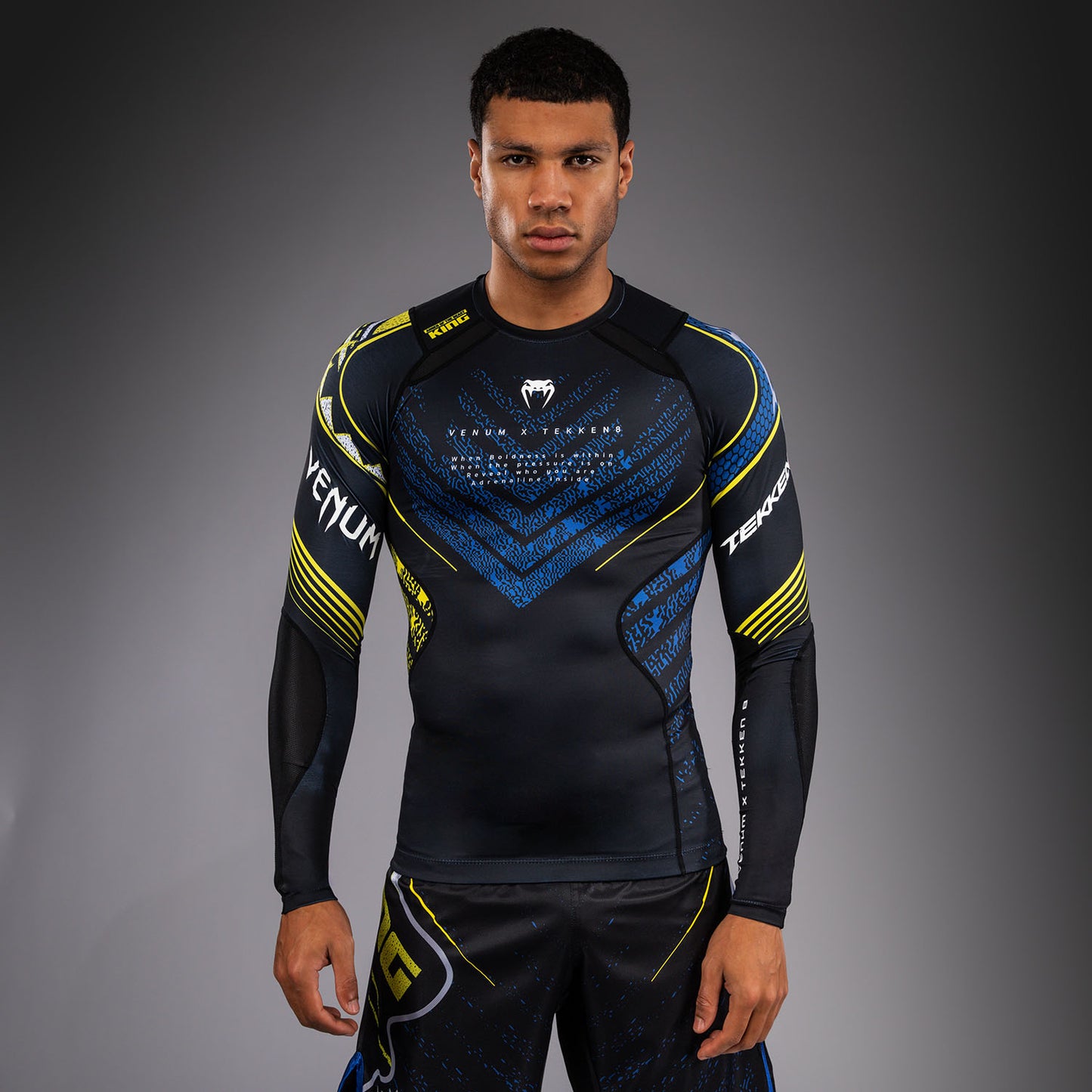 Venum x TEKKEN 8 Rashguard met Lange Mouwen - King - Zwart/Geel