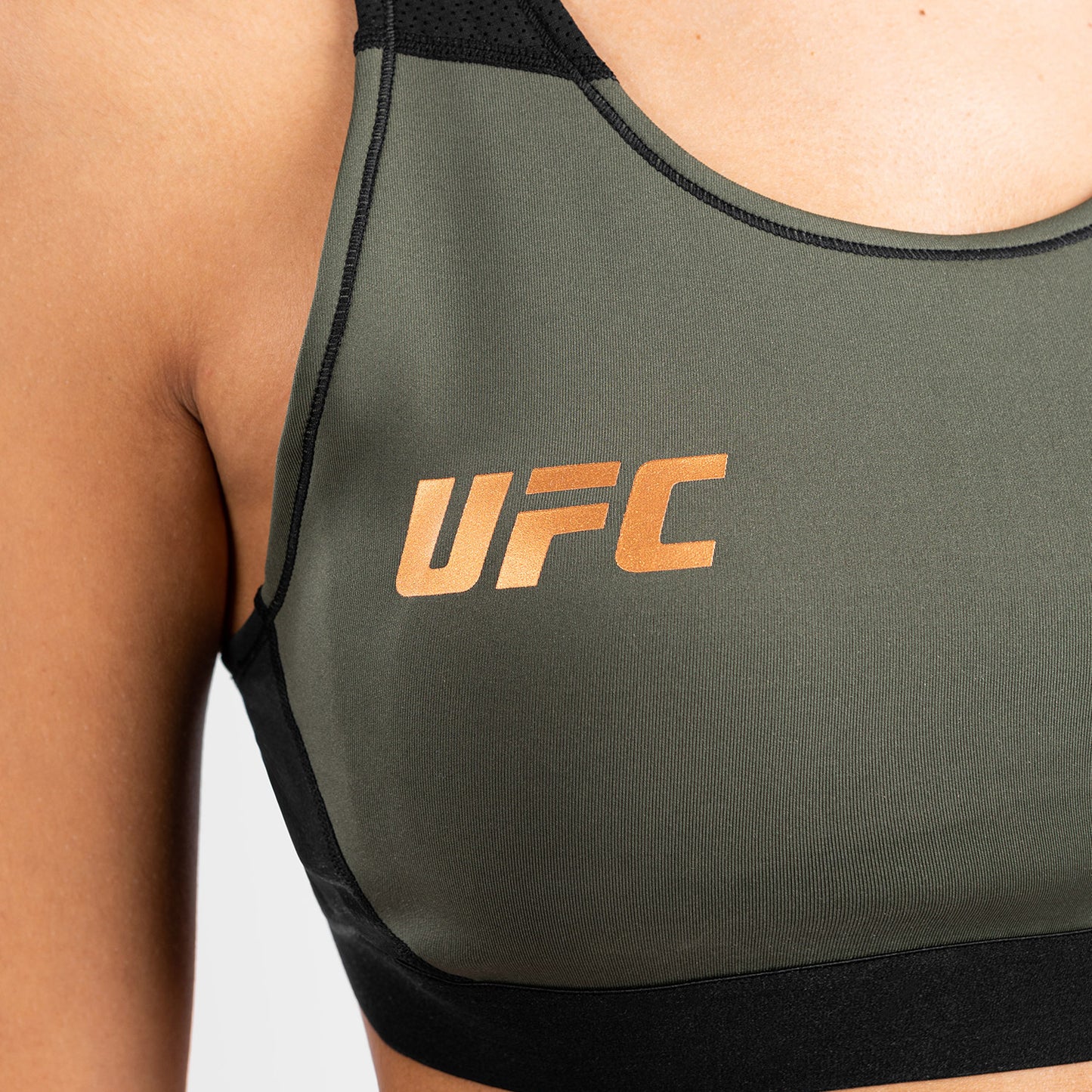 UFC Adrenaline by Venum Fight Week Dames Sportbeha - Kaki/Brons