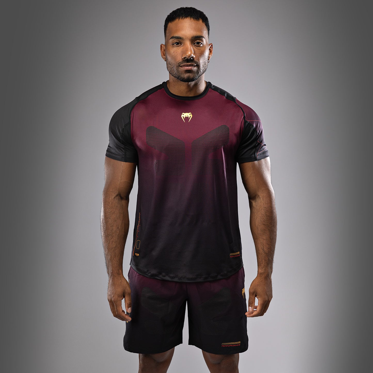 Venum Tactical XT Dry Tech T-shirt voor heren - Zwart/Bourgondië/Goud