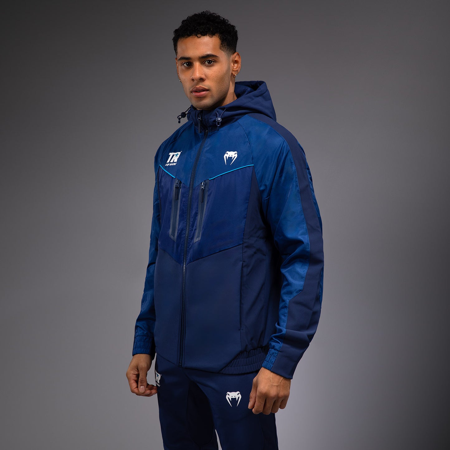 Venum x Top Rank Original Heren Volledige Rits Hoodie - Marineblauw