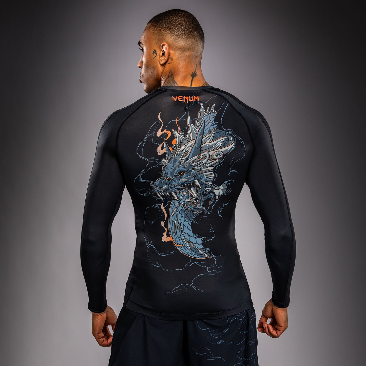 Venum Thunder Dragon Rashguard met lange mouwen – Zwart/Grijs/Koper