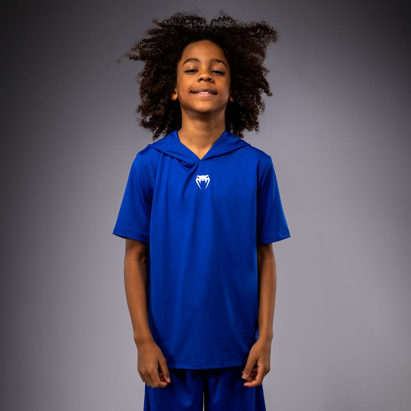 Venum Elite Dry-Tech Hoodie met korte mouwen voor kinderen - Koningsblauw
