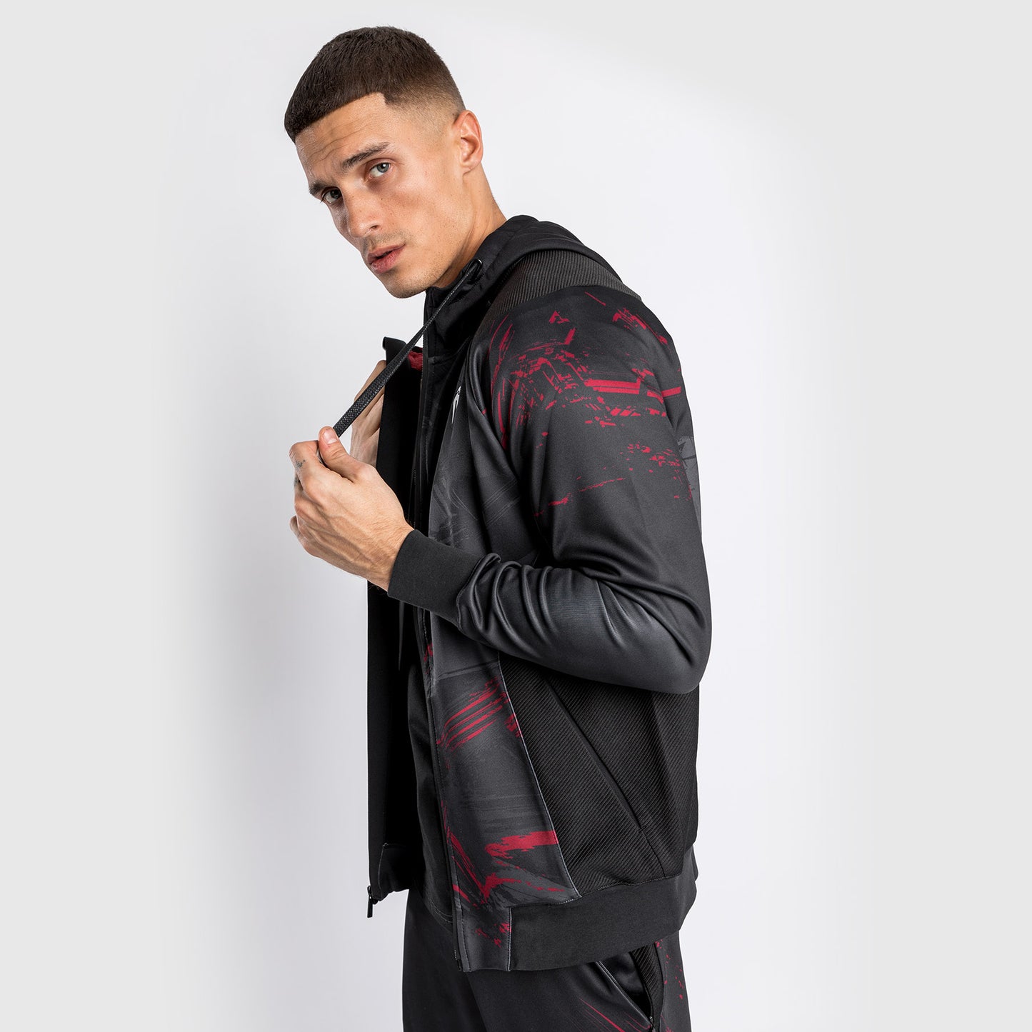 UFC Venum Authentic Fight Week 2.0 Sweatshirt met Rits - Zwart/Rood
