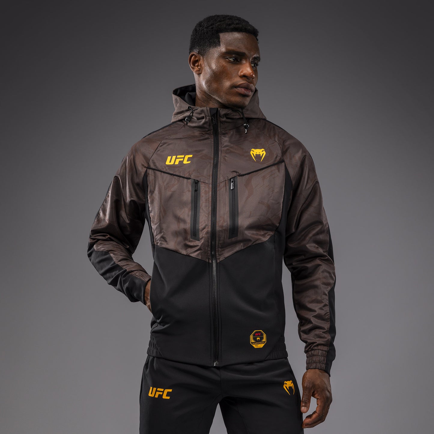 UFC Fusion by Venum Fight Week Zip-Hoodie voor Heren - Earthen Brown