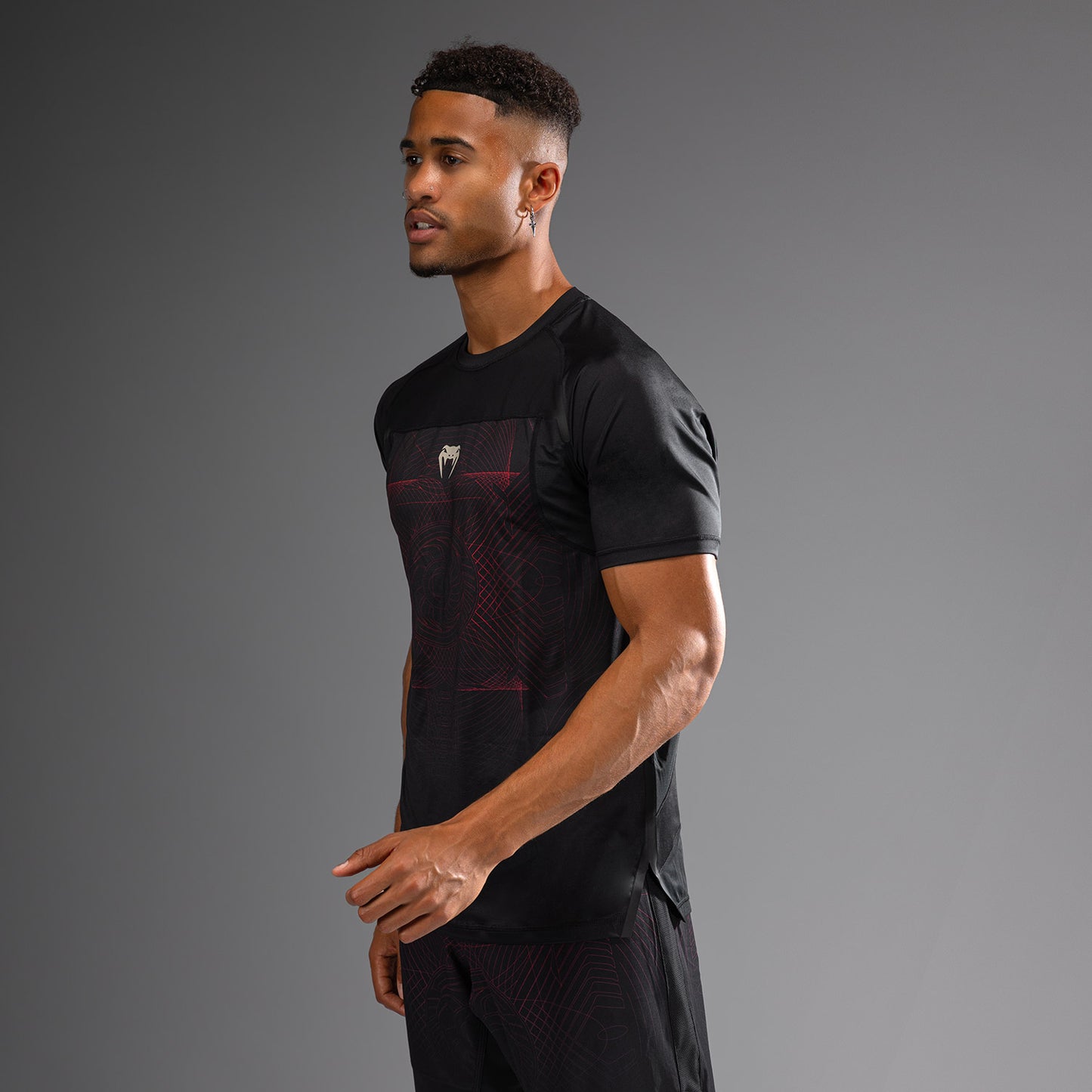 Venum G-Fit Air T-Shirt Heren Dry-Tech - Diepzwart / Vuurrood