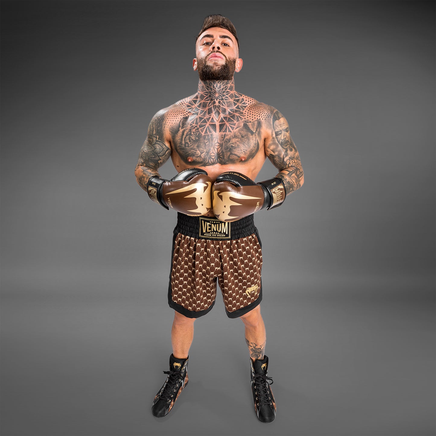 Venum Monogram Boxing Shorts - Zwart/Bruin