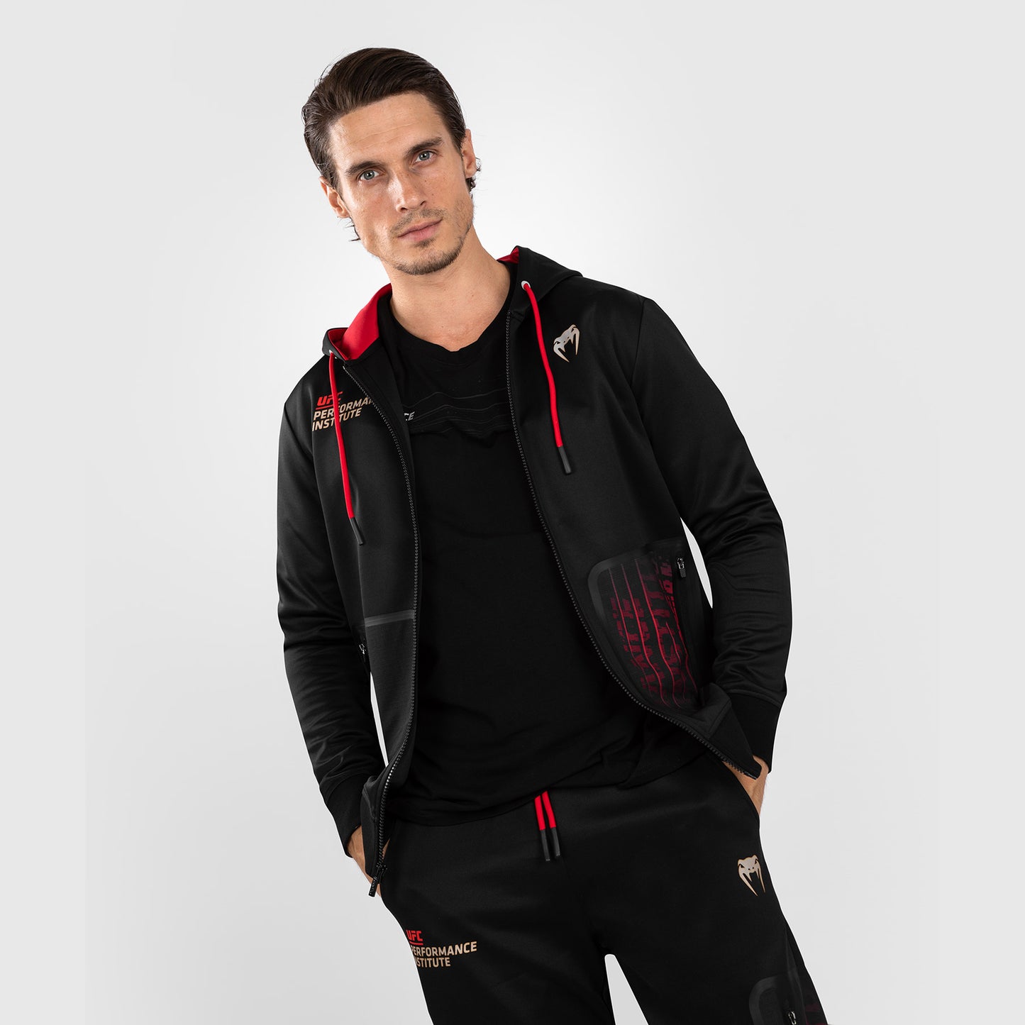 UFC Venum Performance Institute 2.0 Heren Zip Hoodie - Zwart/Rood
