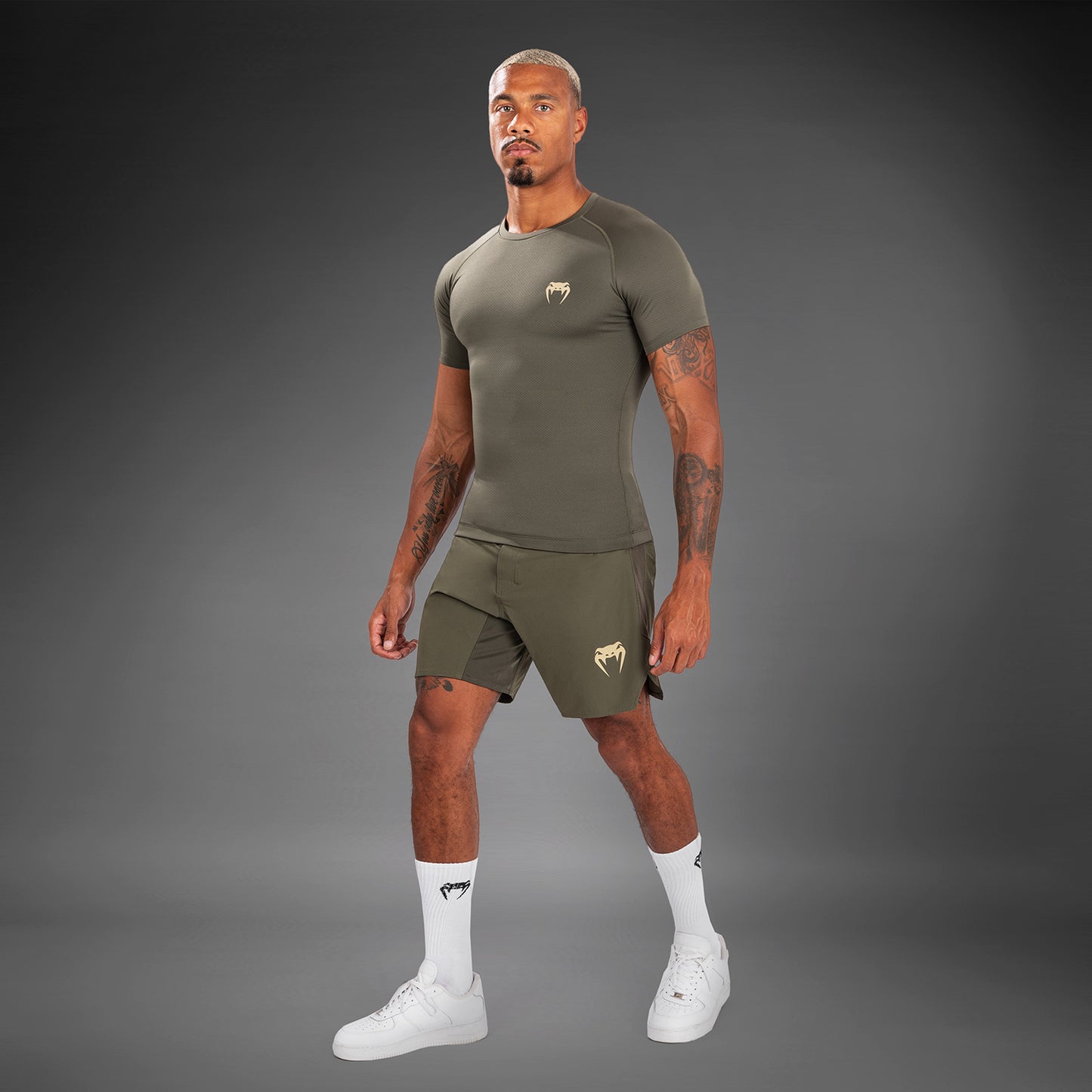 Venum Contender Heren Rashguard met korte mouwen - Khaki