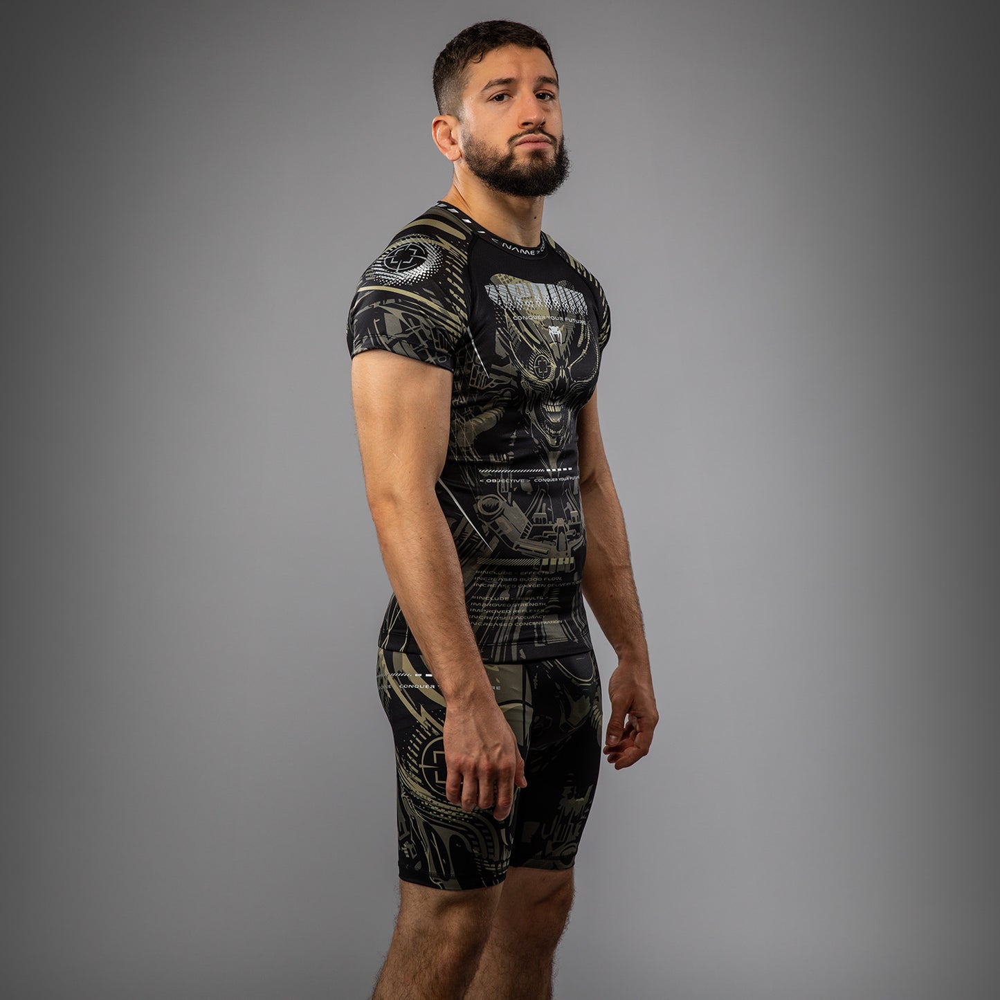 Venum Invader Korte Mouwen Rashguard - Zwart/Zand