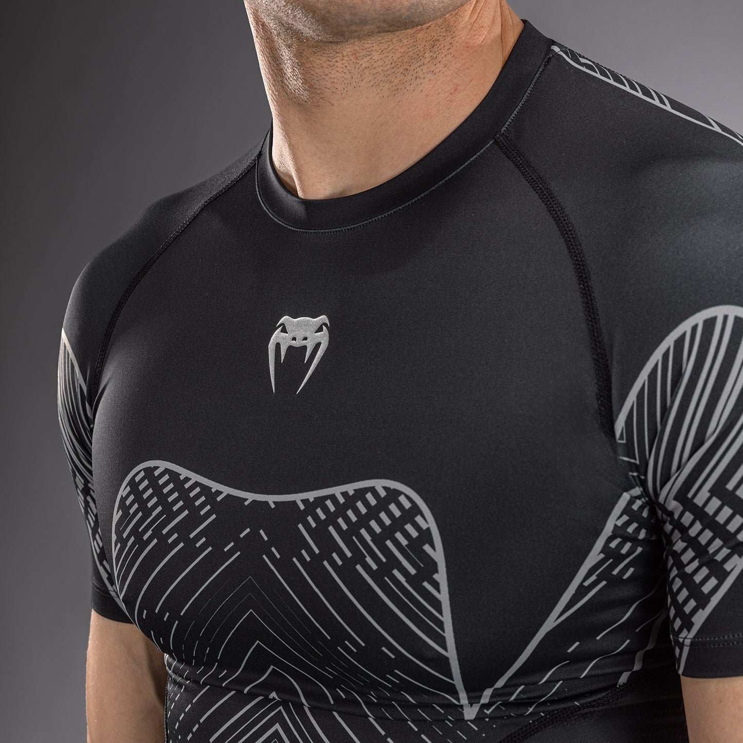 Venum Midnight Fury Rashguard met korte mouwen – Zwart/Grijs/Zilver