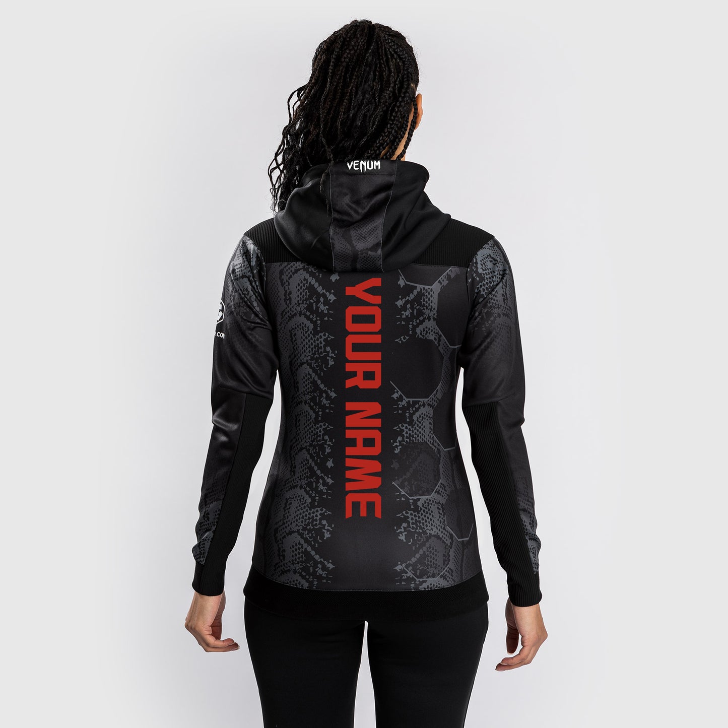 UFC Adrenaline by Venum Gepersonaliseerde Authentic Fight Night Dames Walkout Hoodie - Zwart