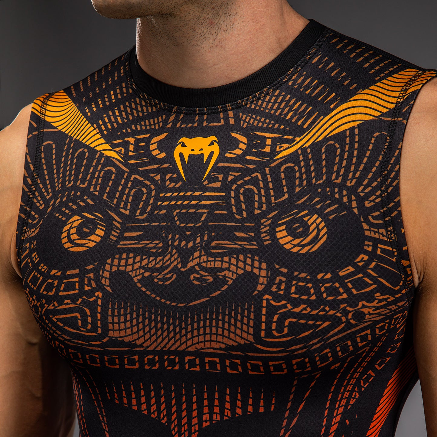 Venum Quetzal Fury Mouwloos Rashguard - Zwart/Fury Rood/Tangerine