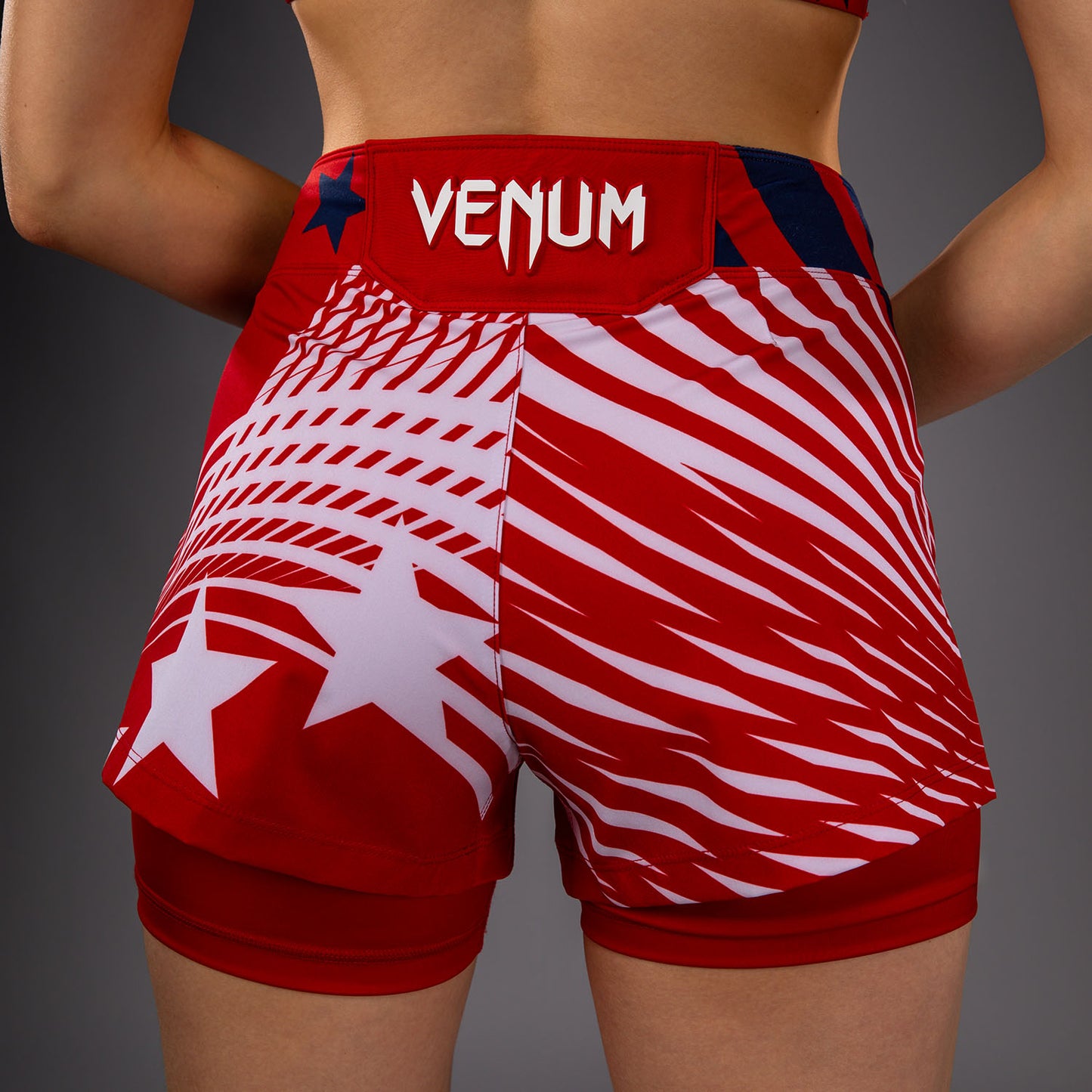 Official UFC Freedom 250 by Venum Authentic Fight Night Fight Shorts voor dames - Rood