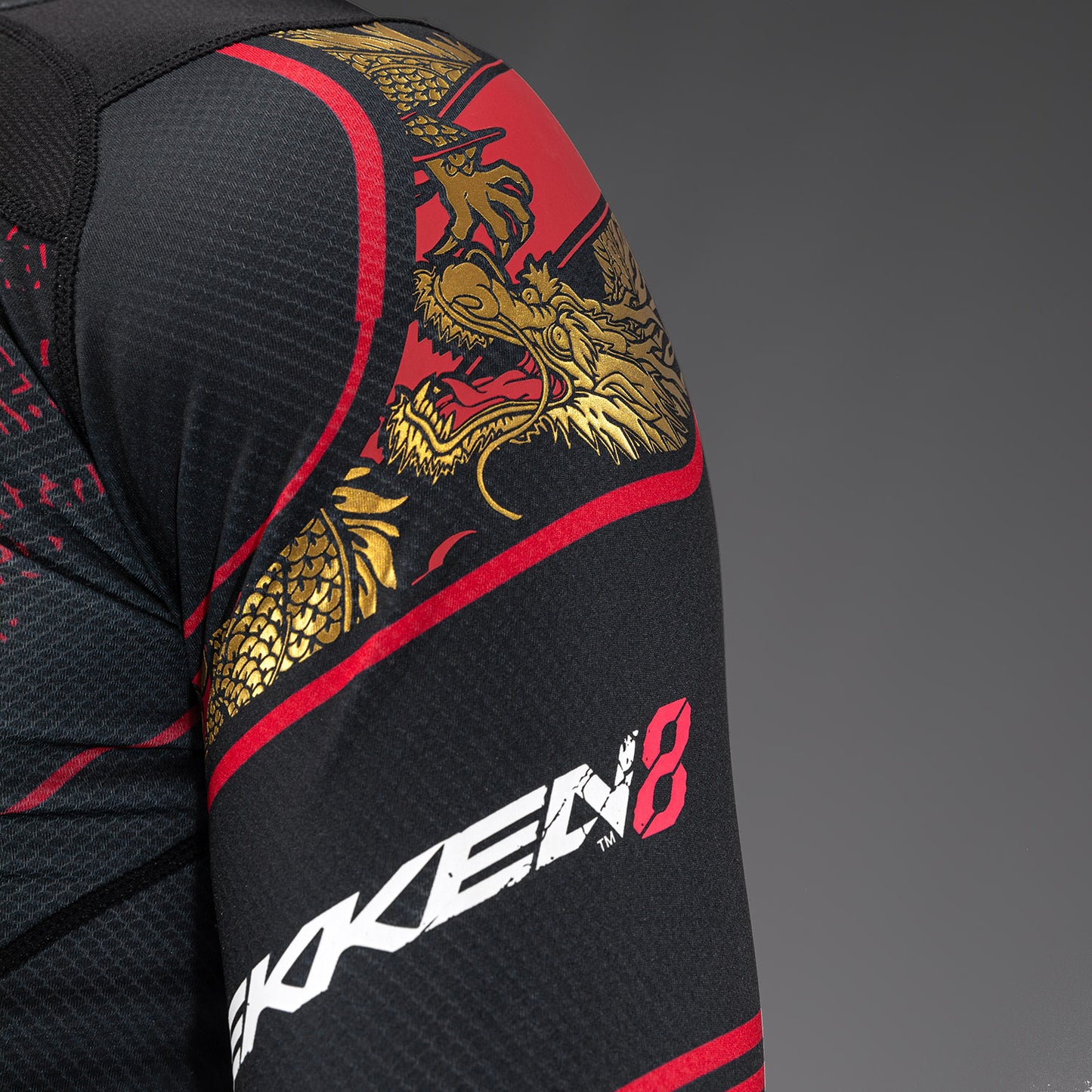Venum x TEKKEN 8 - Marshall Law Rashguard - Zwart/Rood/Goud