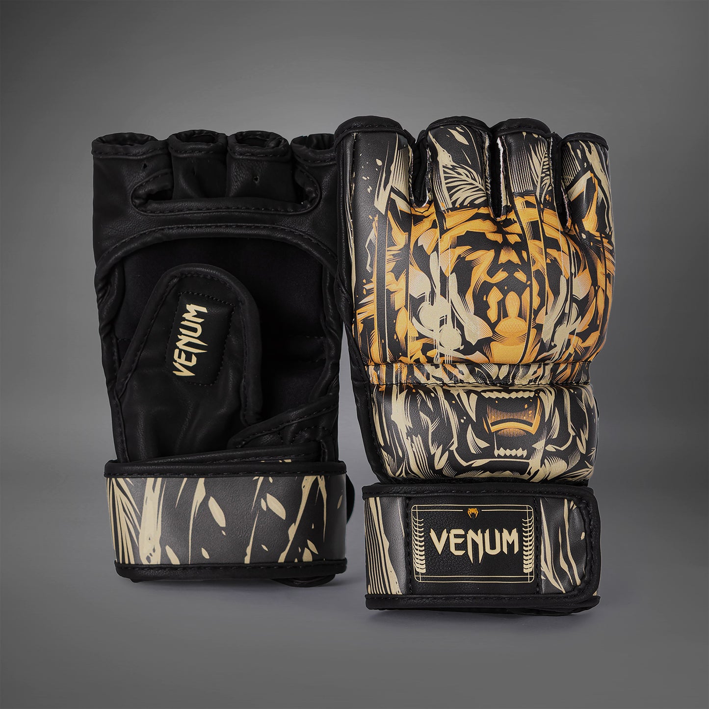 Venum Tiger MMA Handschoenen - Zwart / Neon Oranje