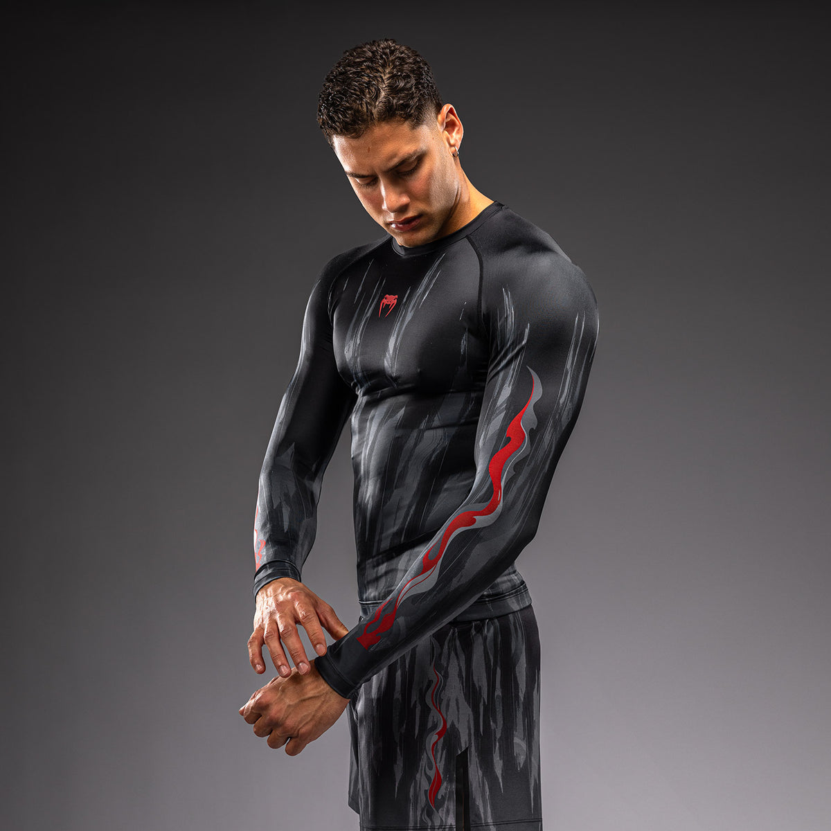 Venum Demon Rashguard met Lange Mouwen - Zwart/Grijs