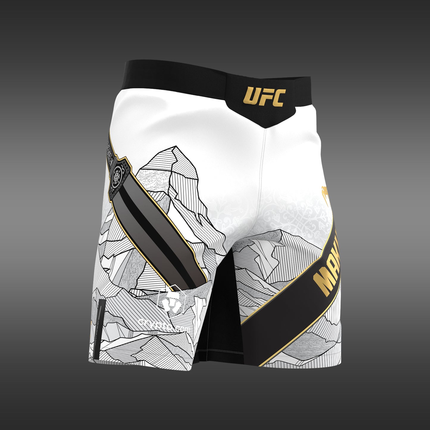 UFC Unrivaled by Venum Islam Makhachev Mannen Gevechtsshort - Wit/Zwart