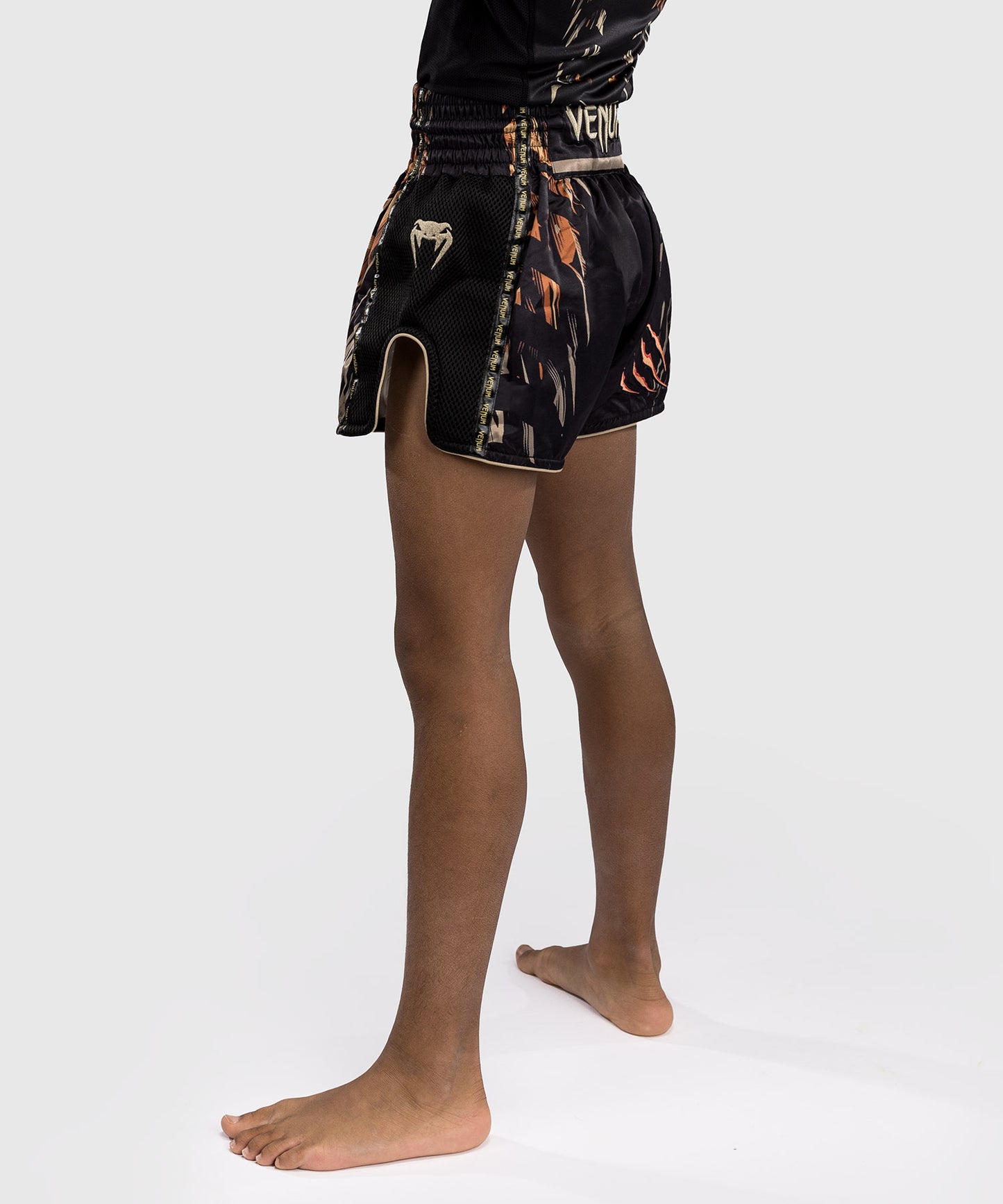 Venum Tiger Kids Muay Thai Shorts - Zwart / Neon Oranje
