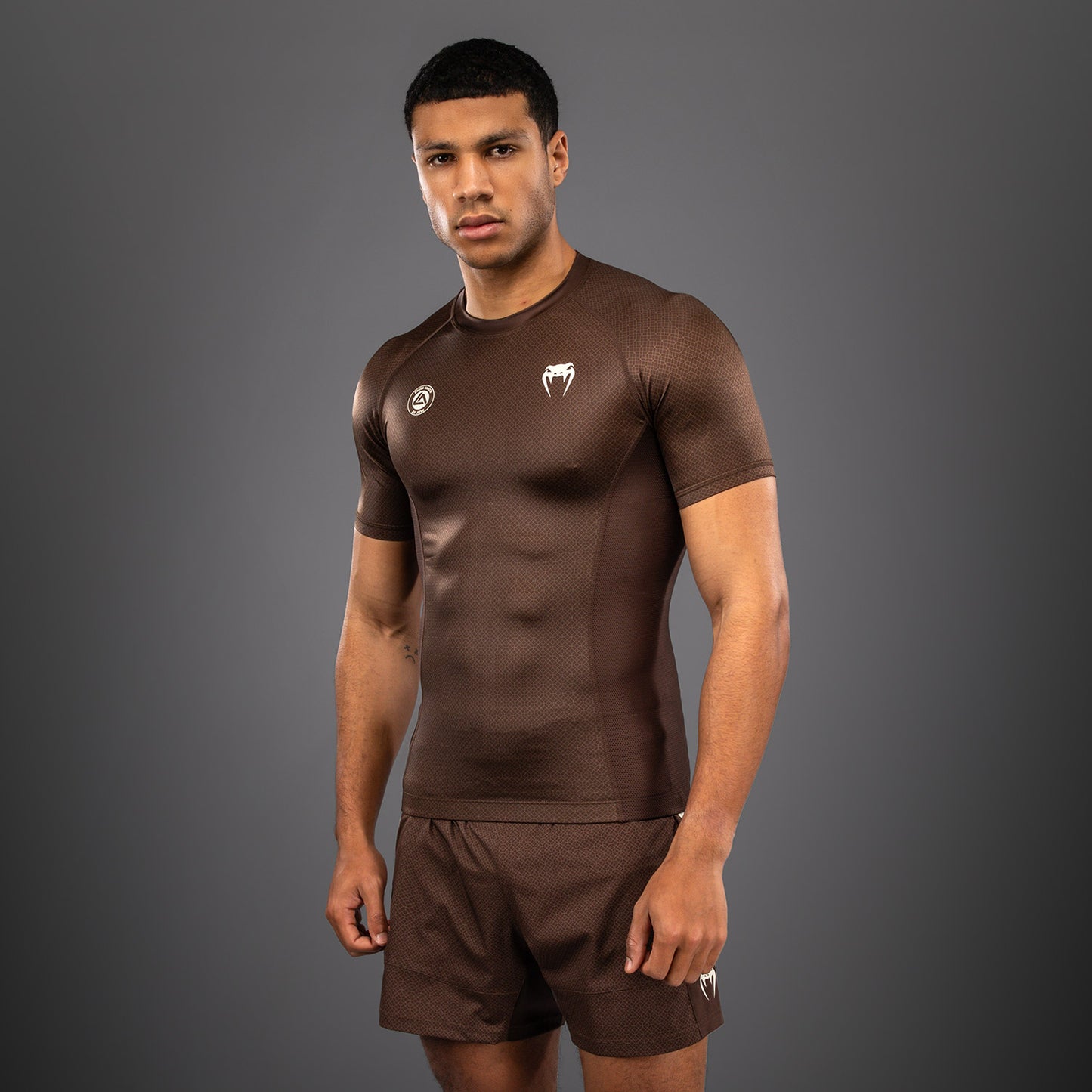 Venum x Roger Gracie Academy Rashguard met korte mouwen - Donkerbruin