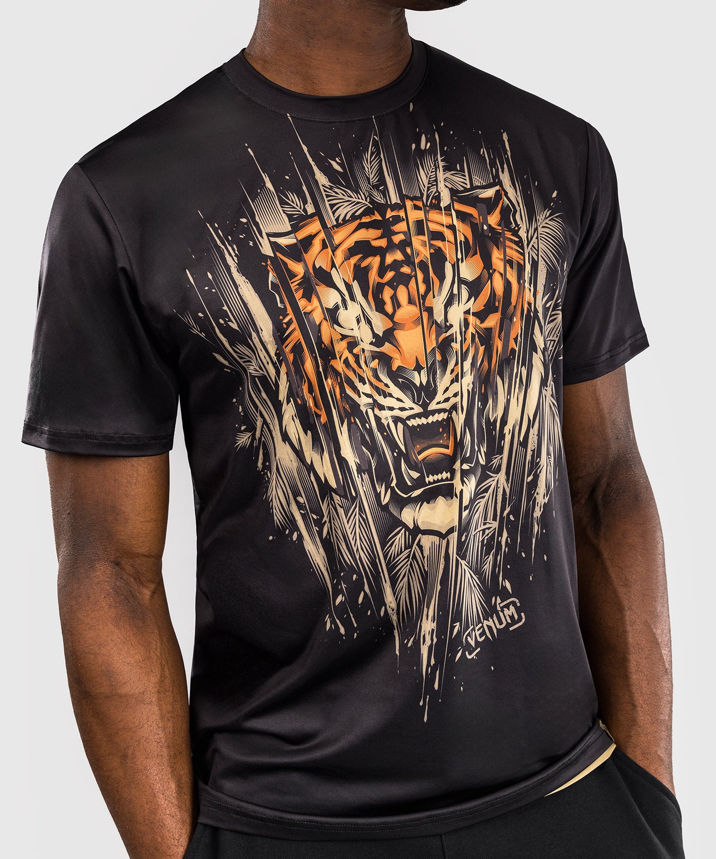 Venum Tiger Dry Tech T-Shirt Heren - Zwart / Neon Oranje