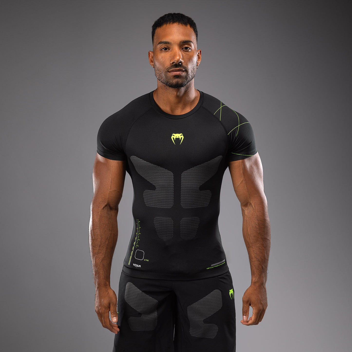 Venum Training Camp 4.0 Rashguard met korte mouwen - Zwart/Neon groen