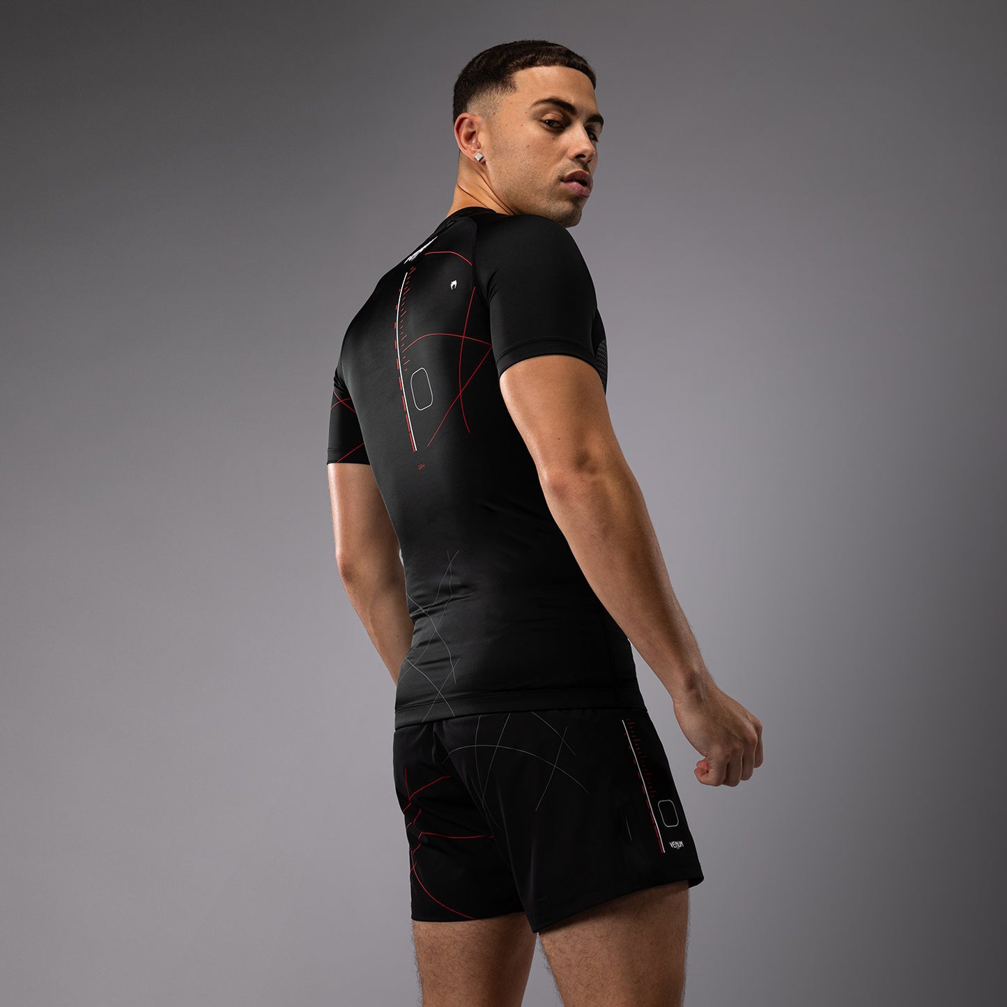 Venum Tactical XT Heren-Rashguard met korte mouwen - Zwart/Vuurrood