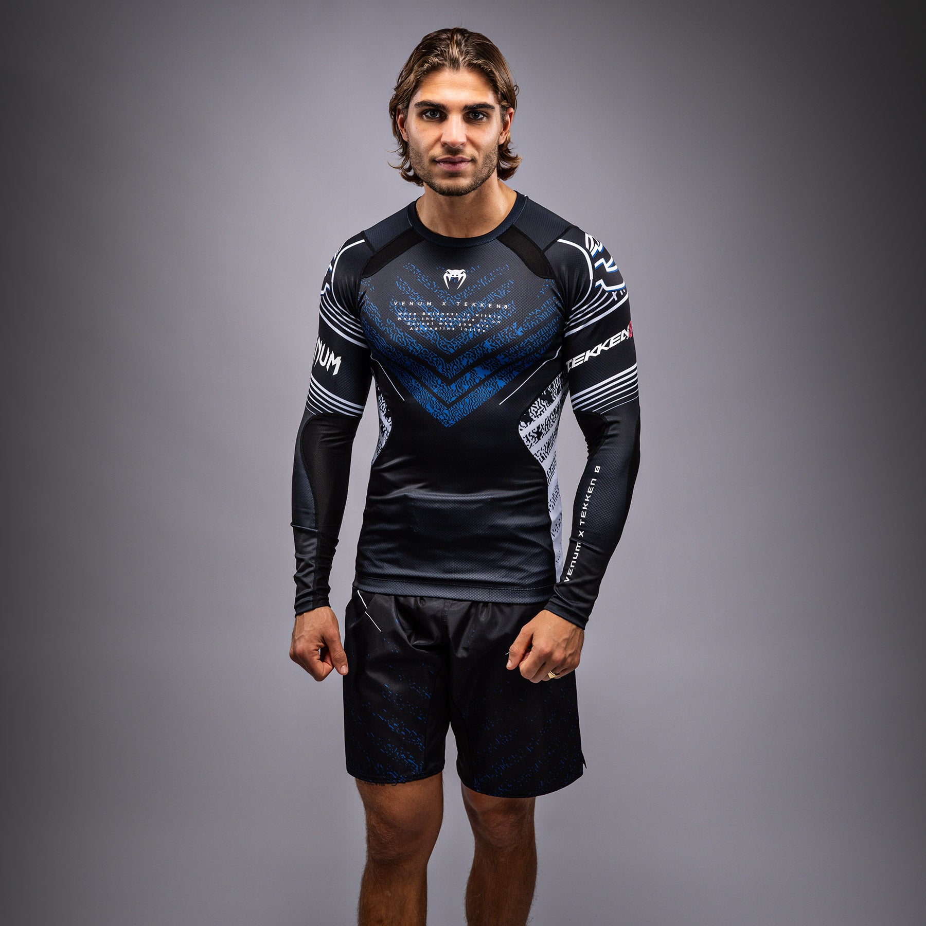 Venum x TEKKEN 8 - Jin Kazama Rashguard - Blauw/Zwart/Wit - Venum