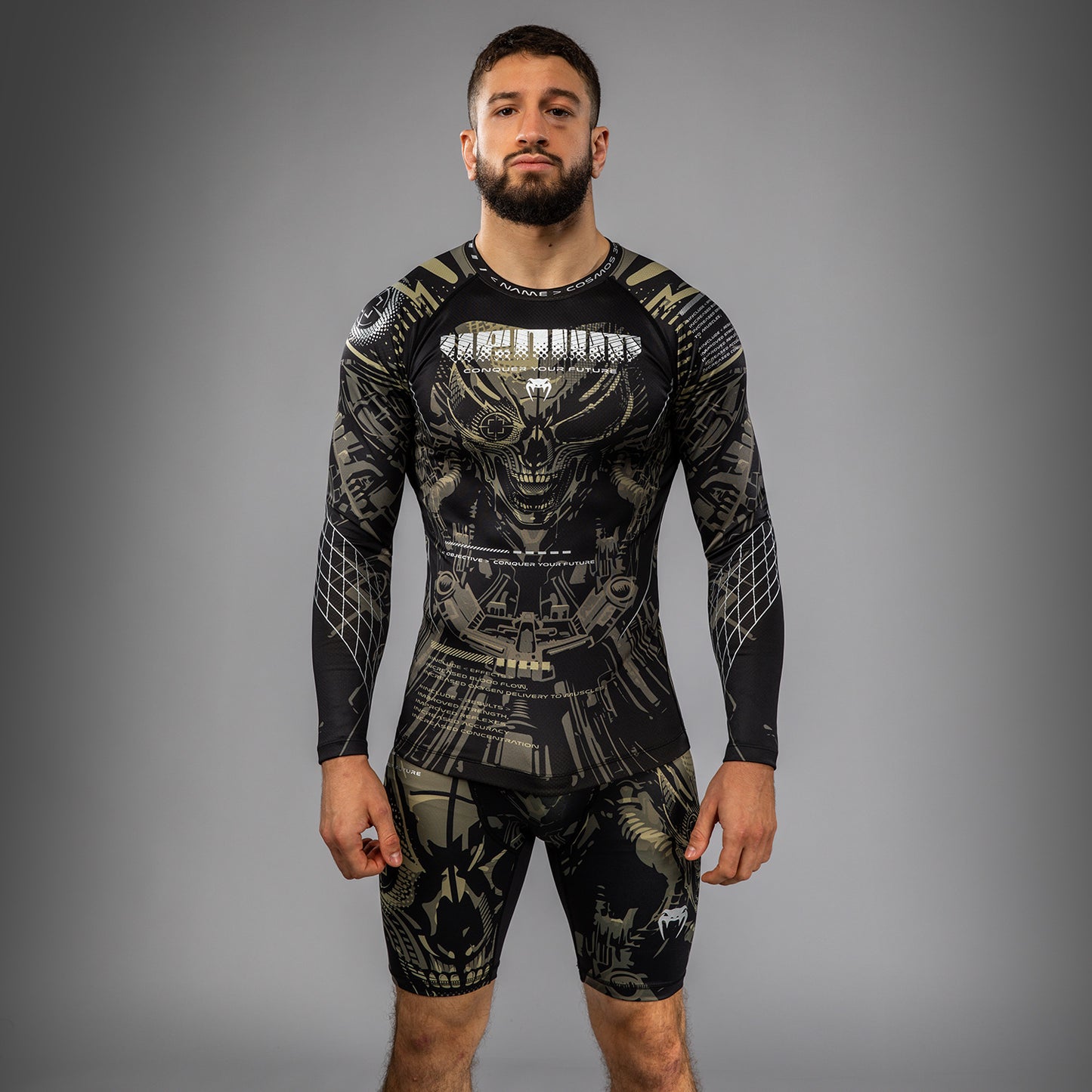 Venum Invader Langemouw Rashguard - Zwart/Zand