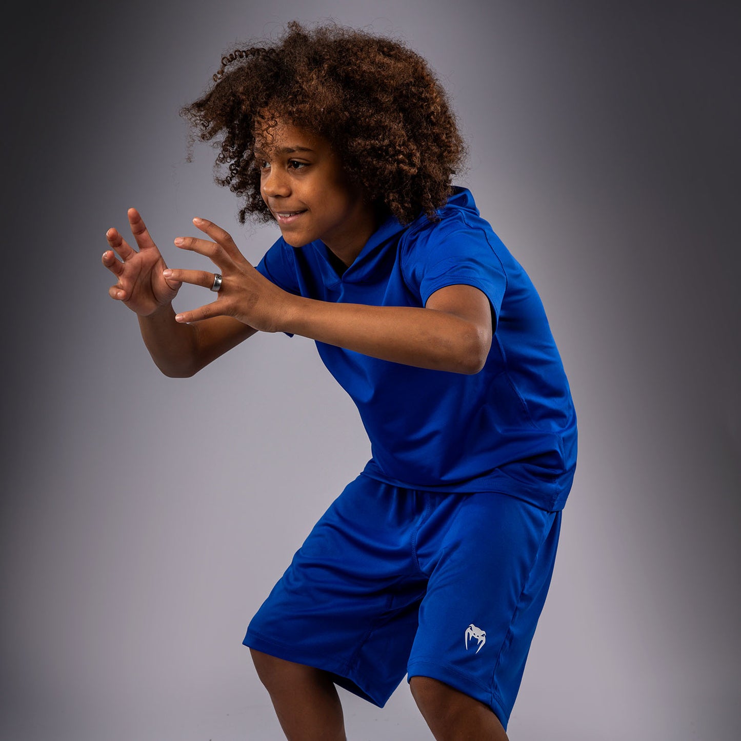 Venum Elite Dry-Tech Hoodie met korte mouwen voor kinderen - Koningsblauw