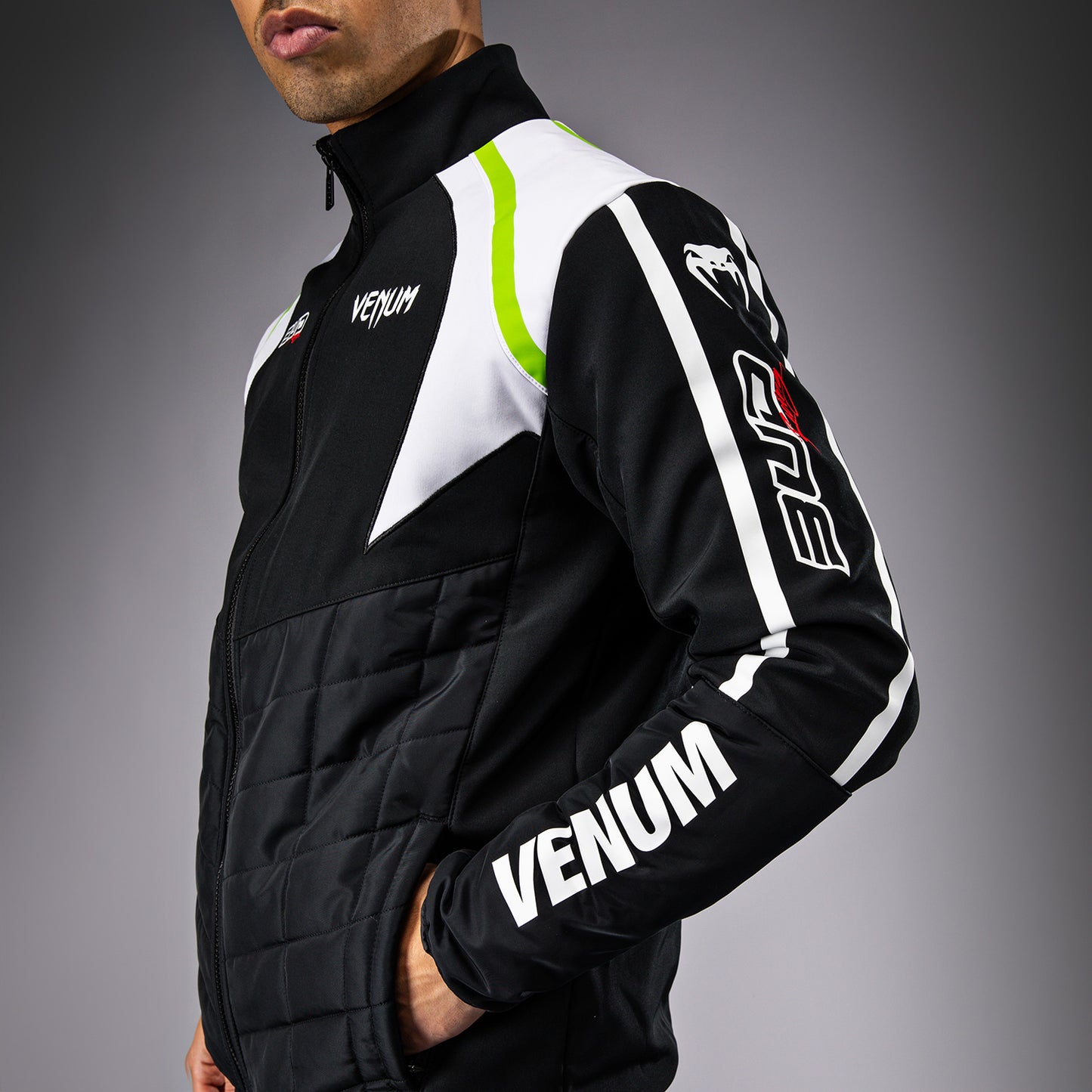 Venum x Bud Racing Herenjas - Zwart/Wit/Limoengroen