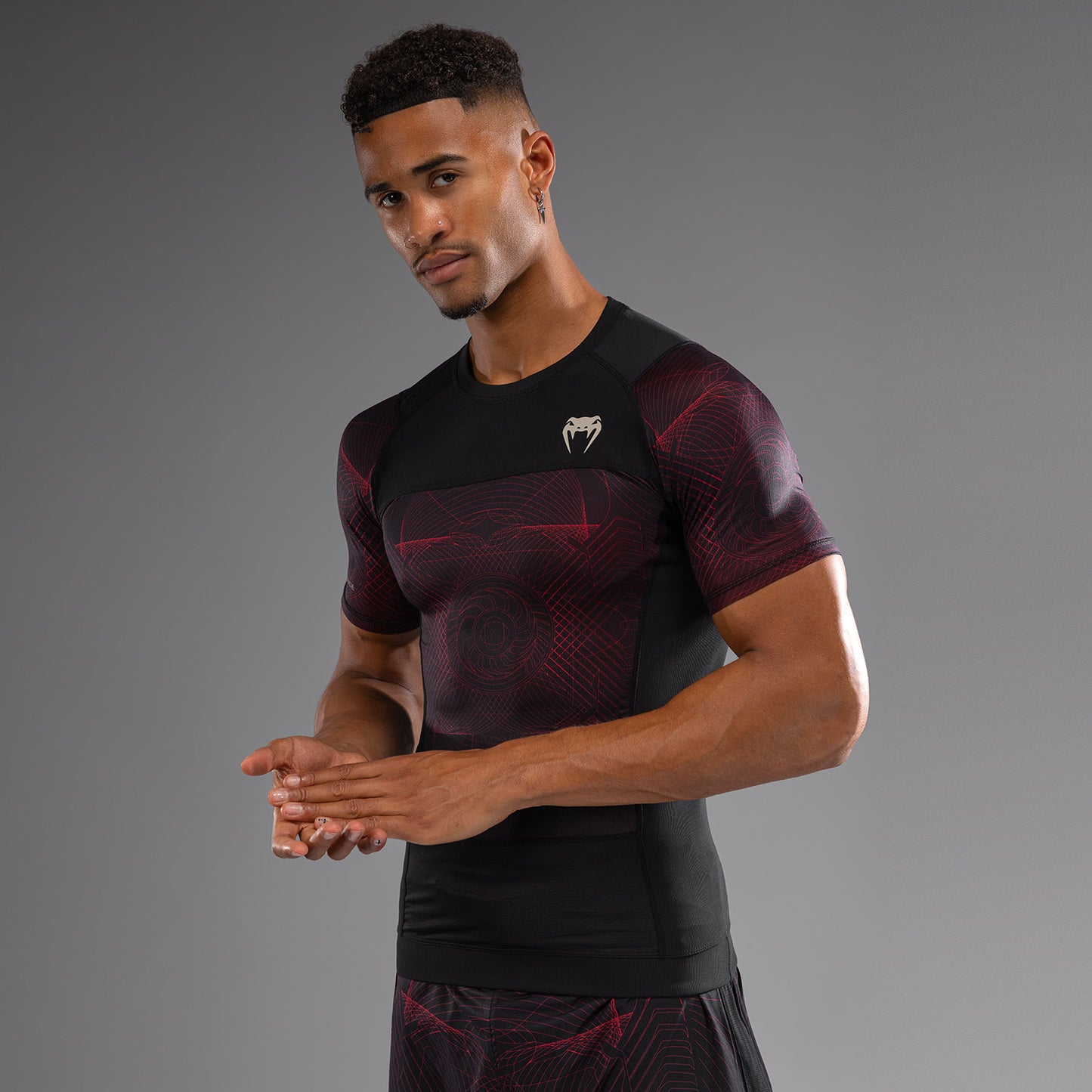 Venum G-Fit Air Korte Mouw Rashguard Heren - Diepzwart / Vuurrood