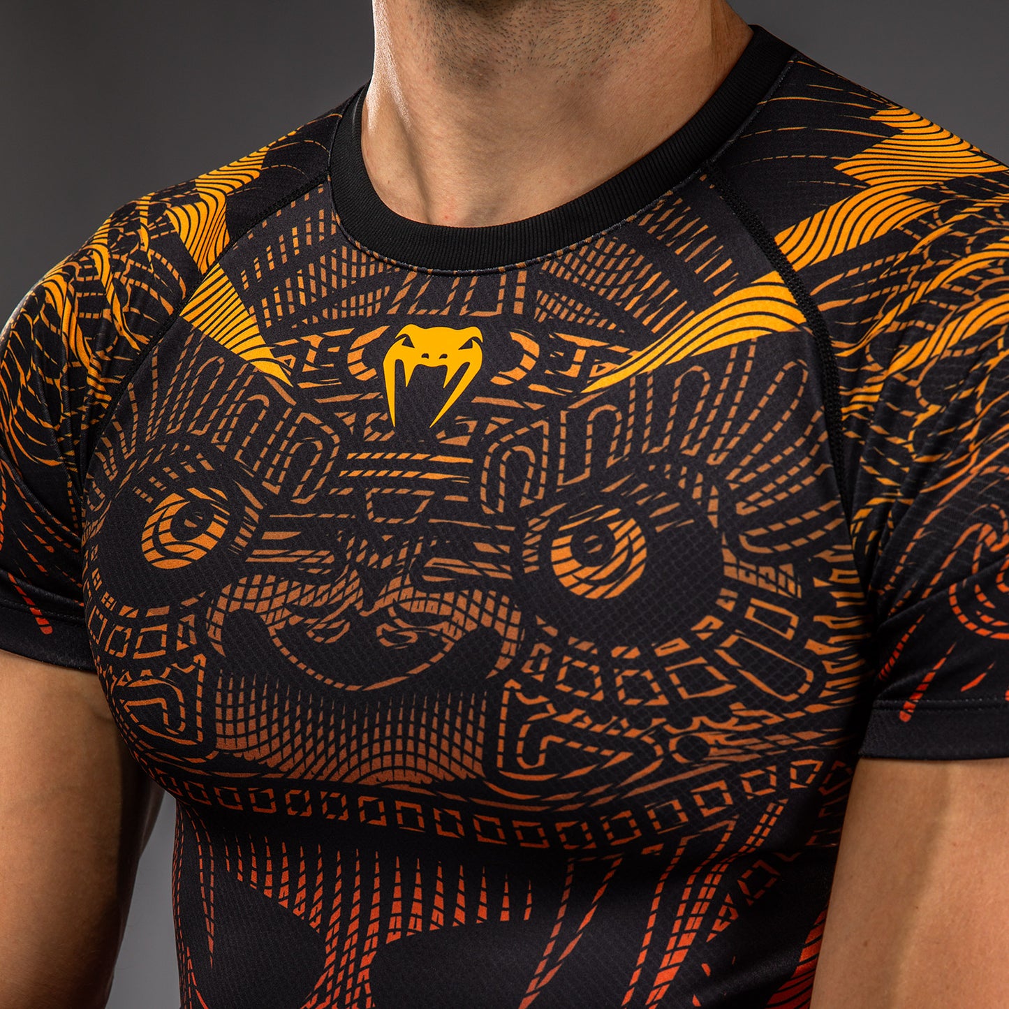 Venum Quetzal Fury Korte Mouw Rashguard - Zwart/Fury Rood/Tangerine