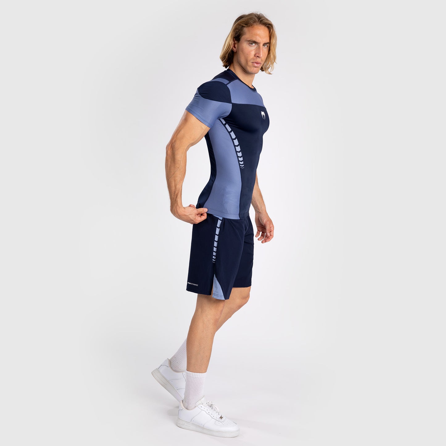 Venum Tempest Heren Rashguard Met Korte Mouwen - Marineblauw/Blauw