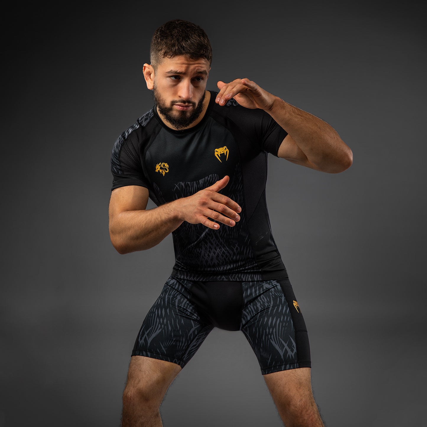 Venum x Chimaev Korte Mouw Rashguard - Zwart/Grijs