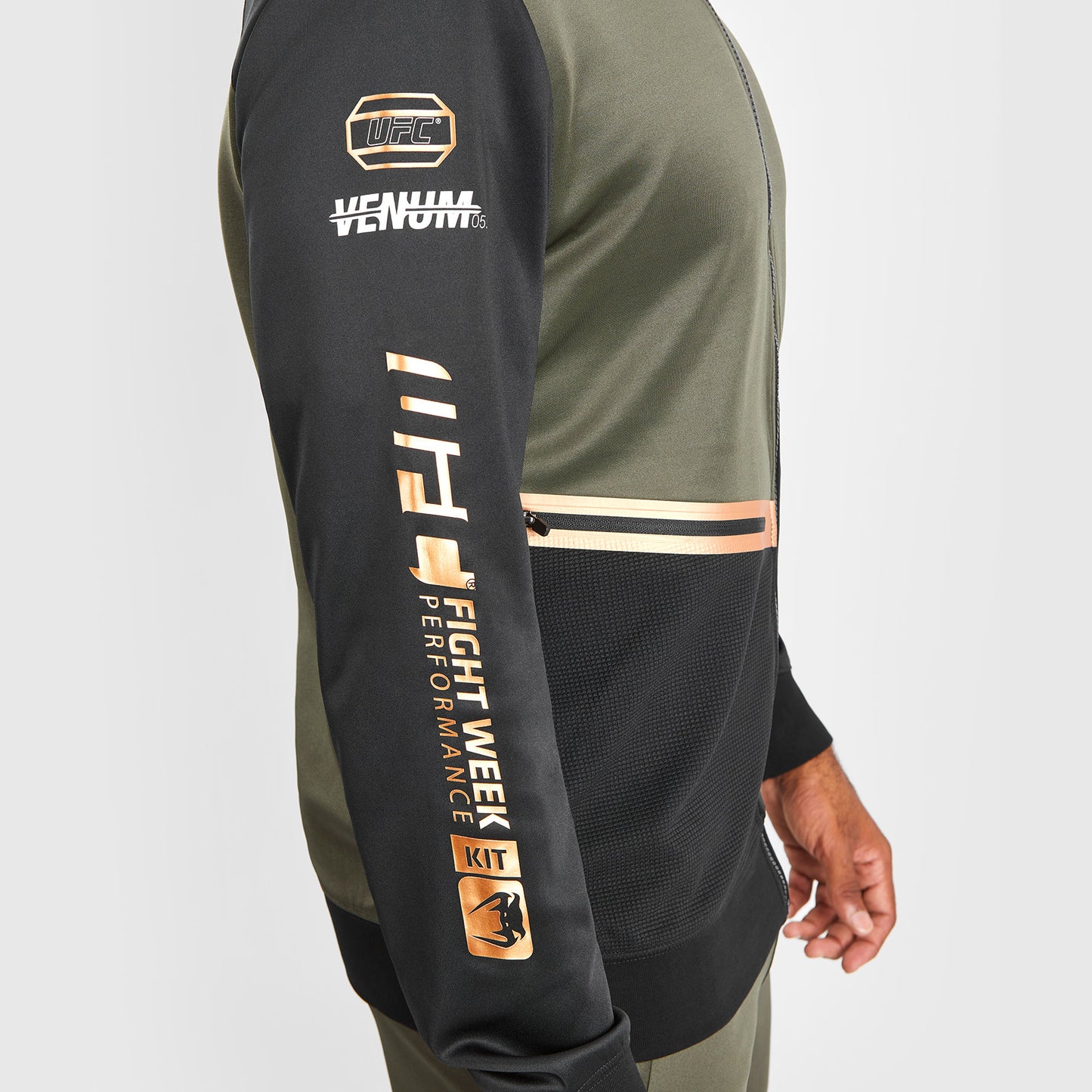 UFC Adrenaline by Venum Fight Week Herenrits Hoodie - Kaki/Brons