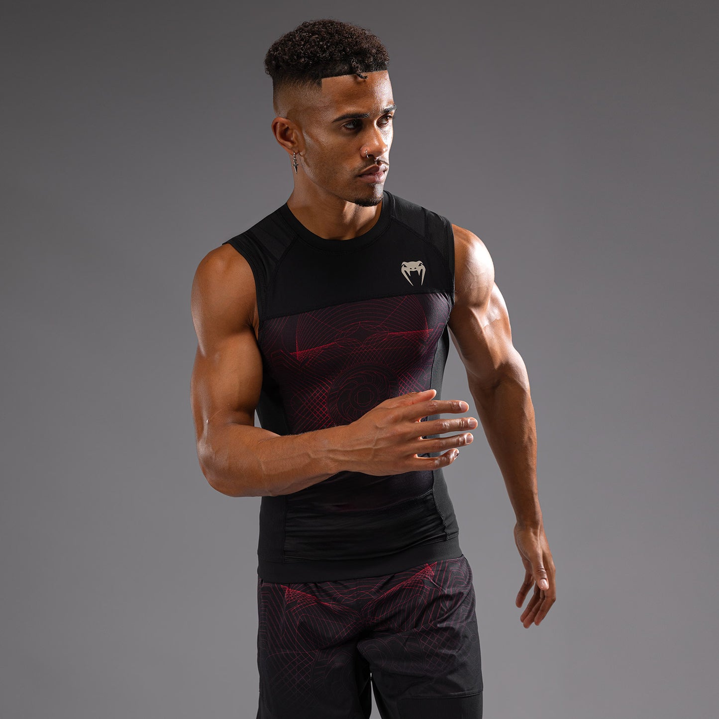 Venum G-Fit Air Mouwloze Rashguard Heren - Diepzwart / Vuurrood