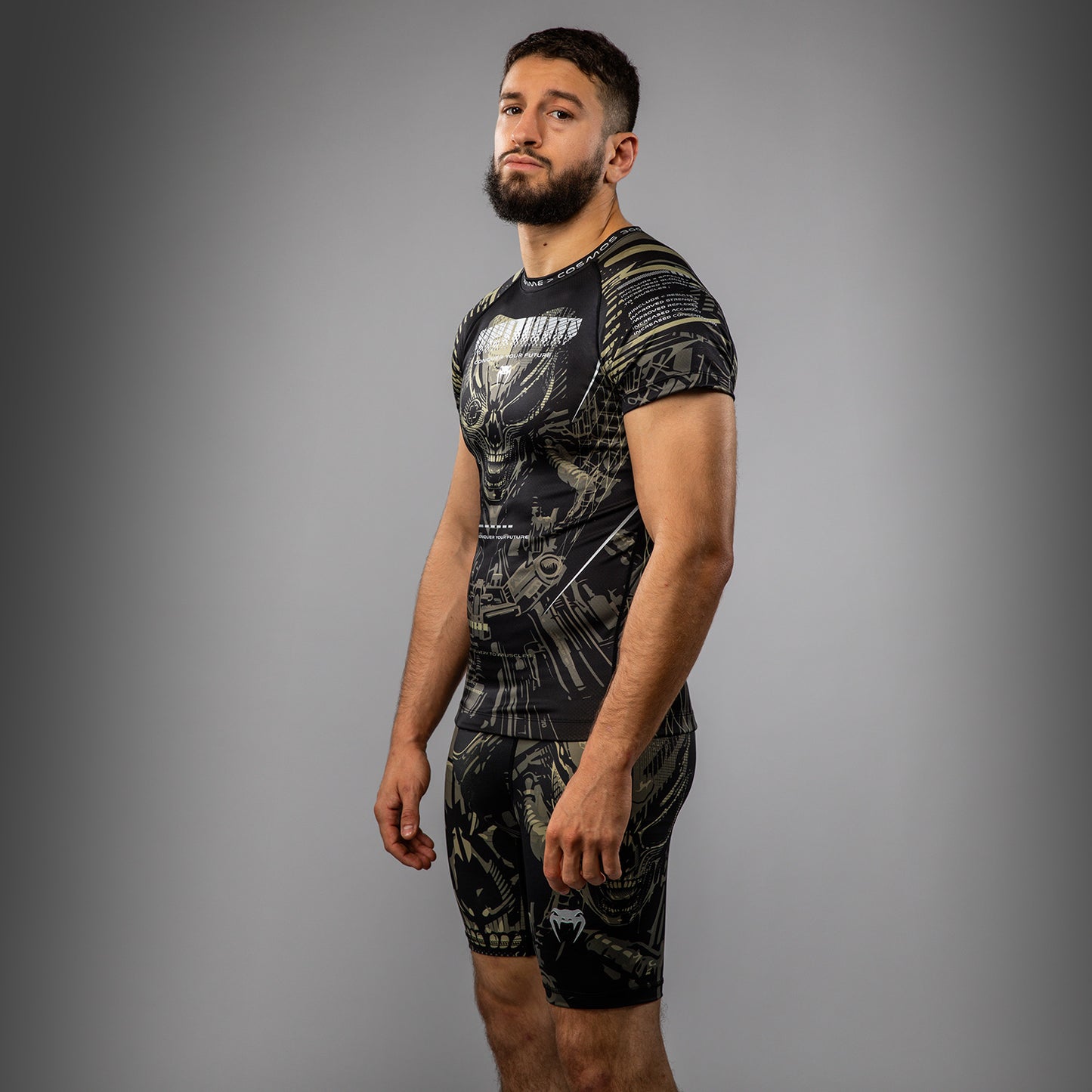 Venum Invader Korte Mouwen Rashguard - Zwart/Zand