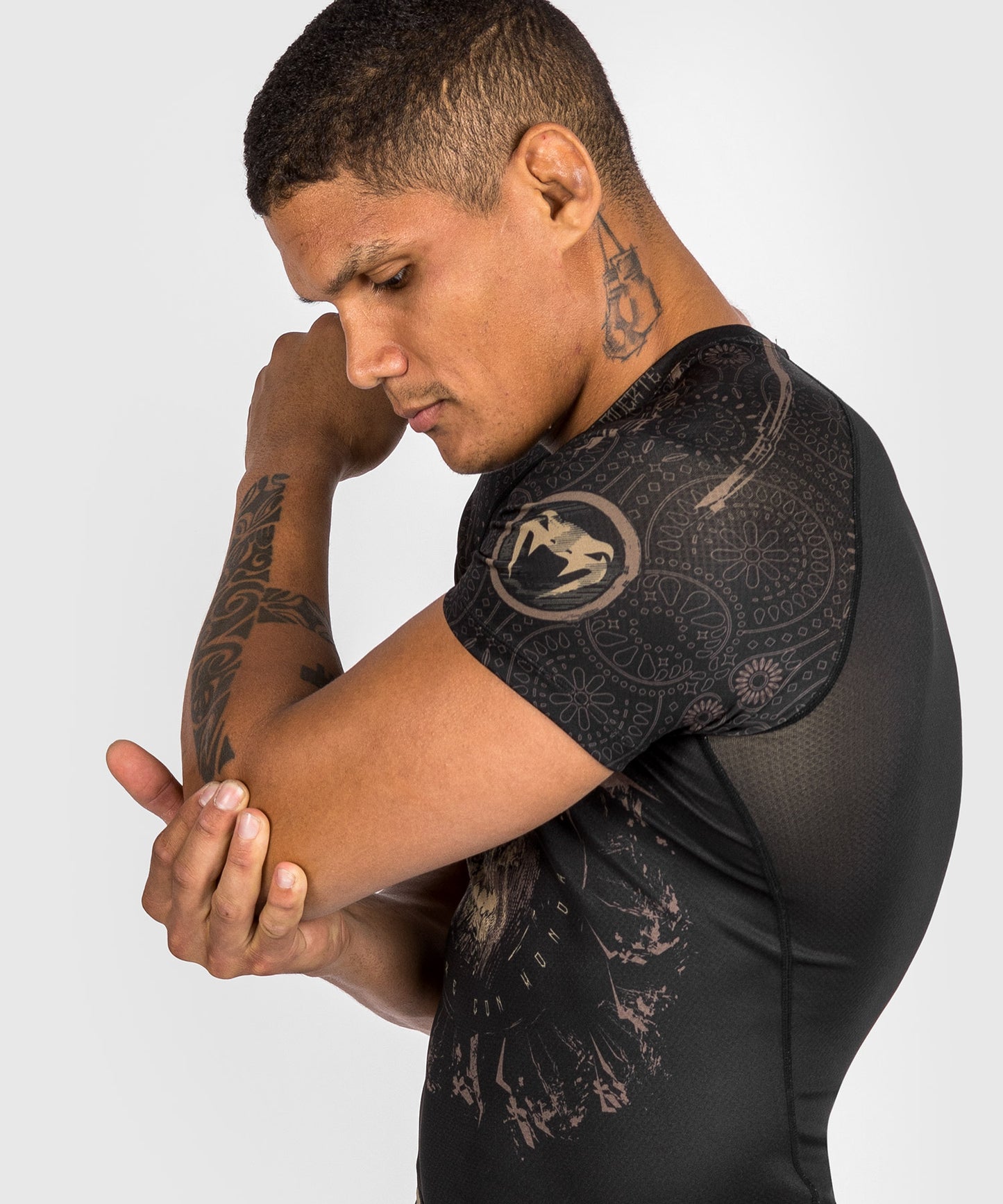Venum Santa Muerte Dark Side - Rashguard korte mouwen - zwart/bruin