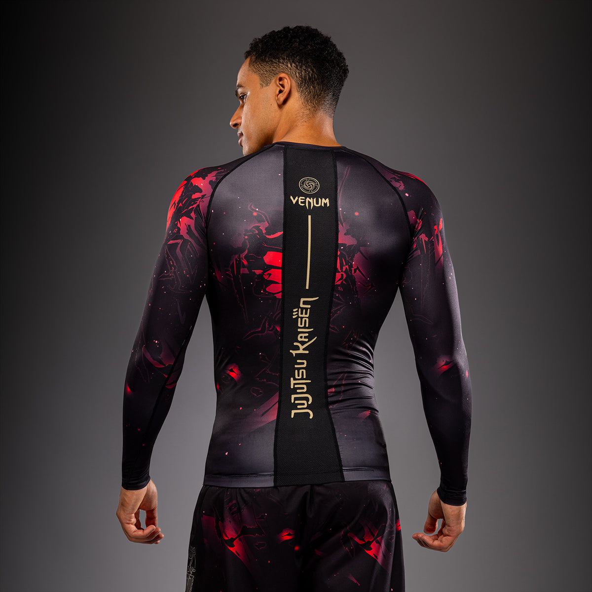 Jujutsu Kaisen x Venum Itadori Rashguard met lange mouwen – Zwart/Rood