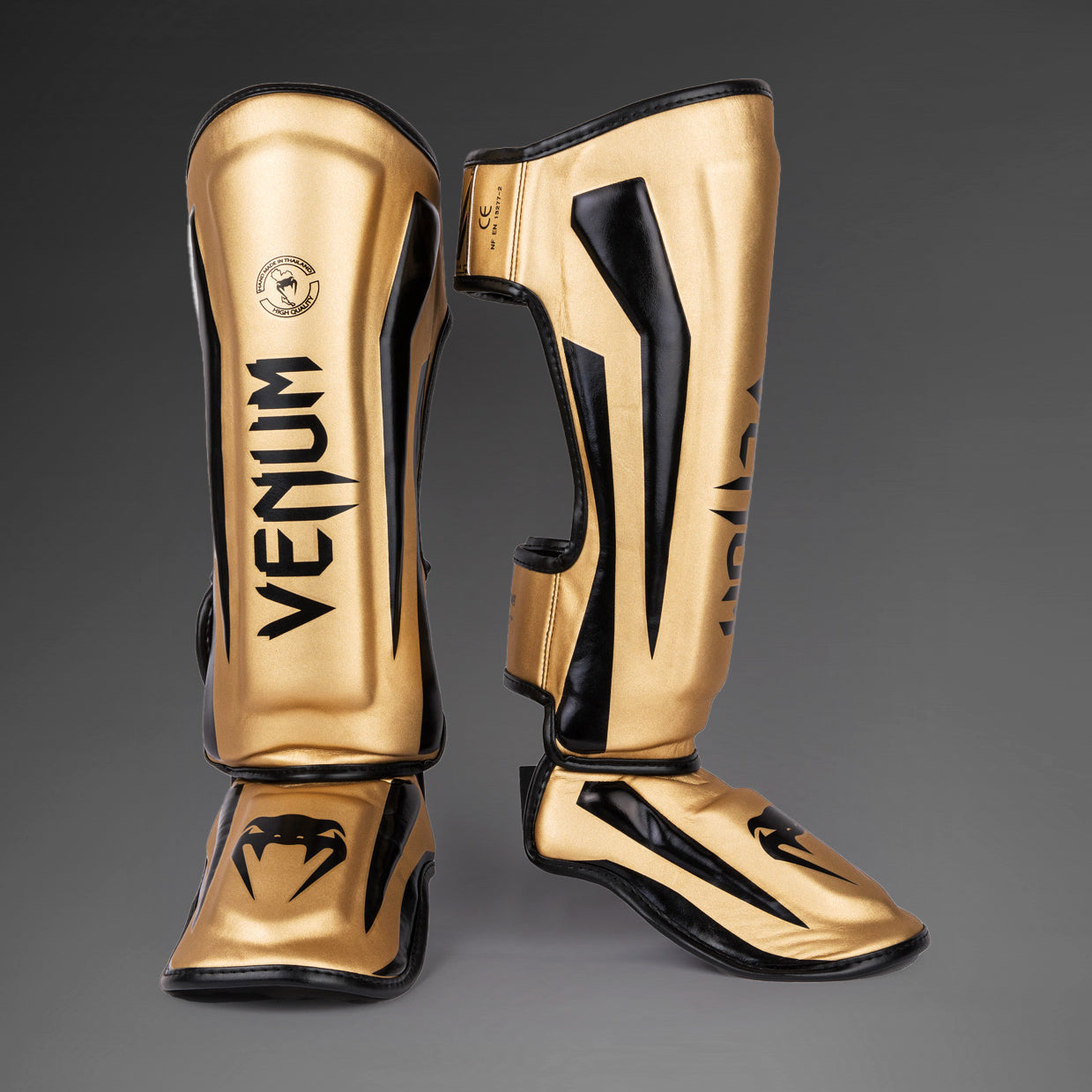 Venum Elite Scheenbeschermers - Goud/Zwart