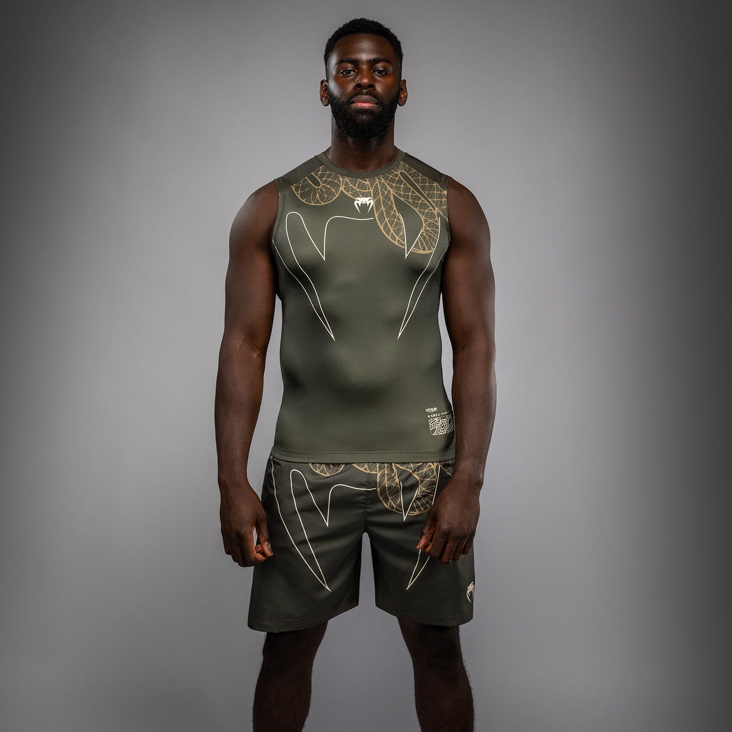 Venum Serpenti Mouwloos Rashguard – Khaki/Bronze/Ivory