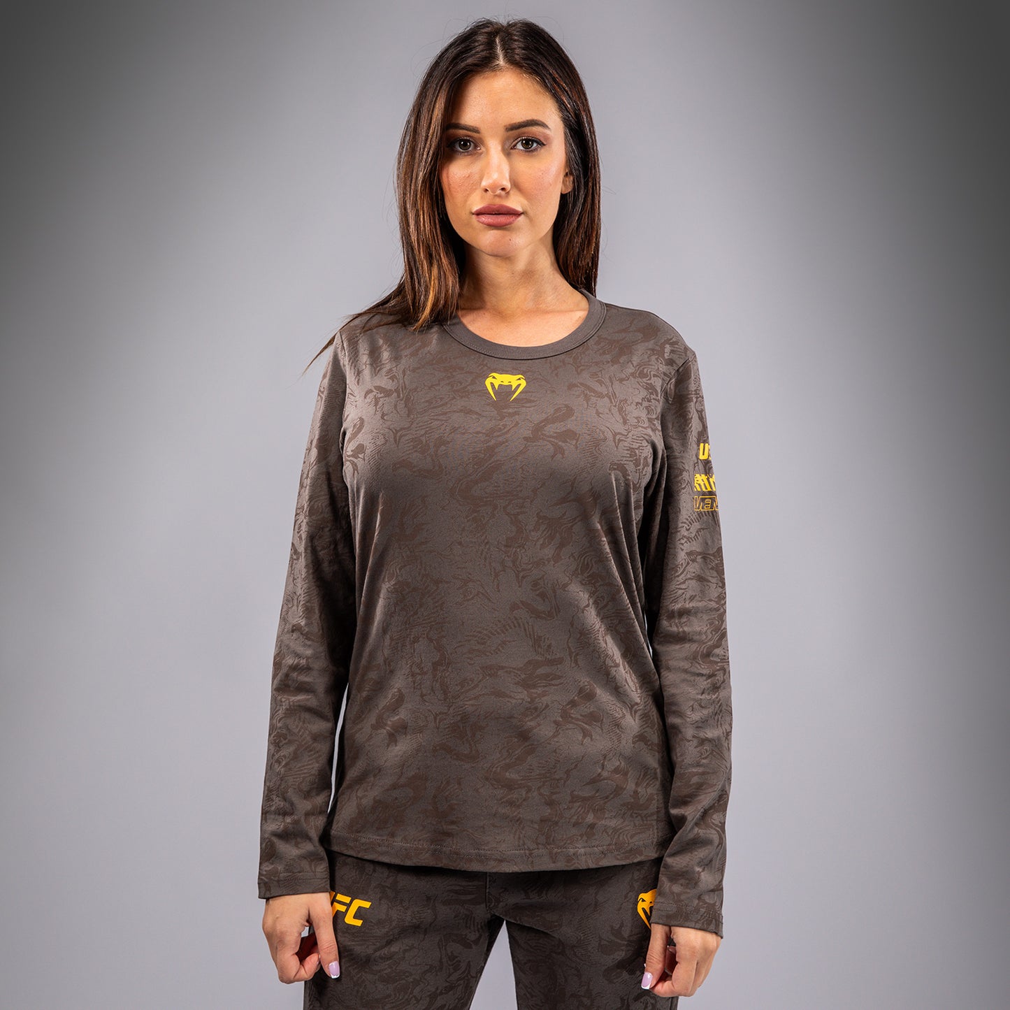 UFC Fusion by Venum Fight Week Katoenen Lange Mouwen T-shirt voor Dames - Earthen Brown
