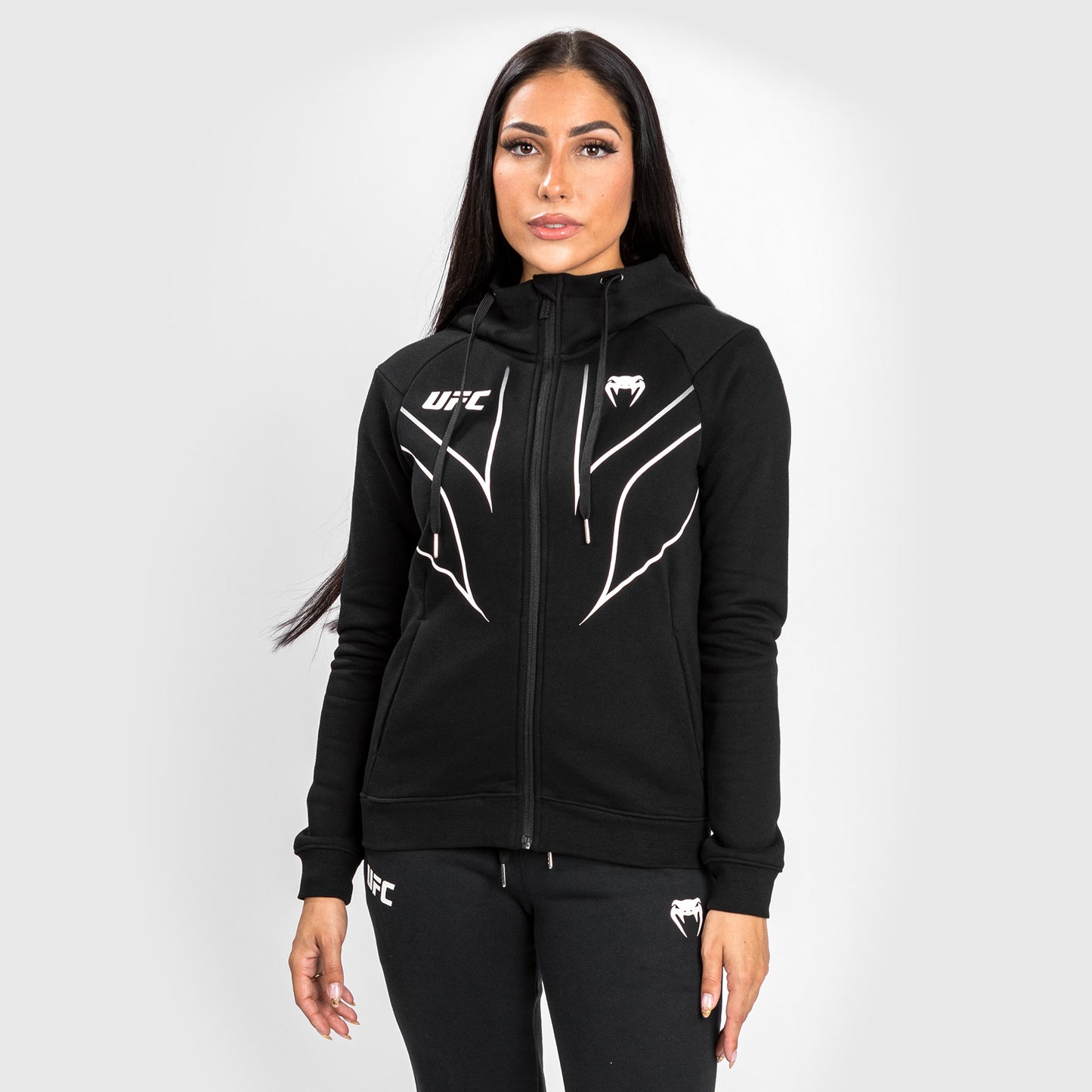 UFC Venum Fight Night 2.0 Replica Vrouwen Full Zip Hoodie - Zwart