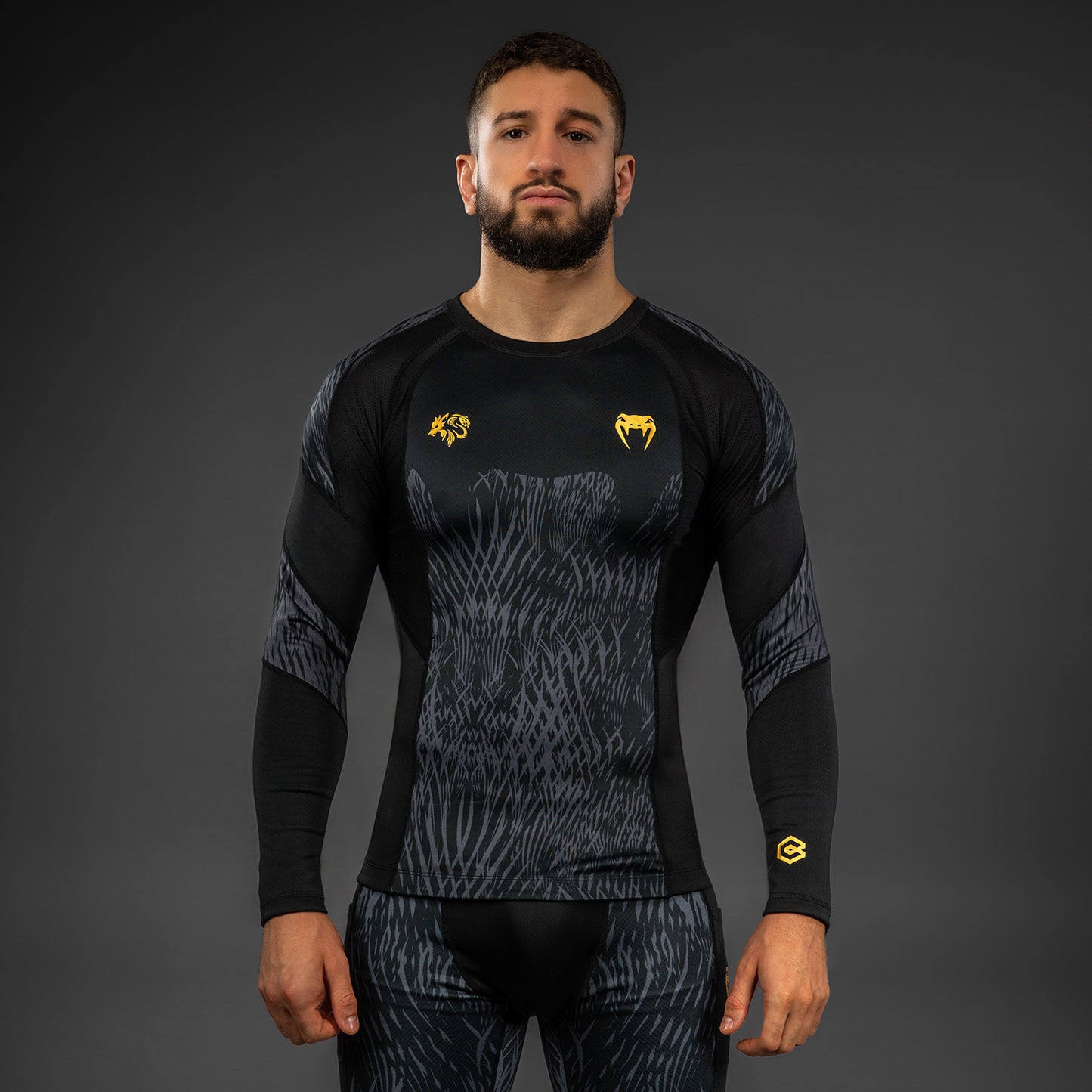 Venum x Chimaev Lange Mouw Rashguard - Zwart/Grijs