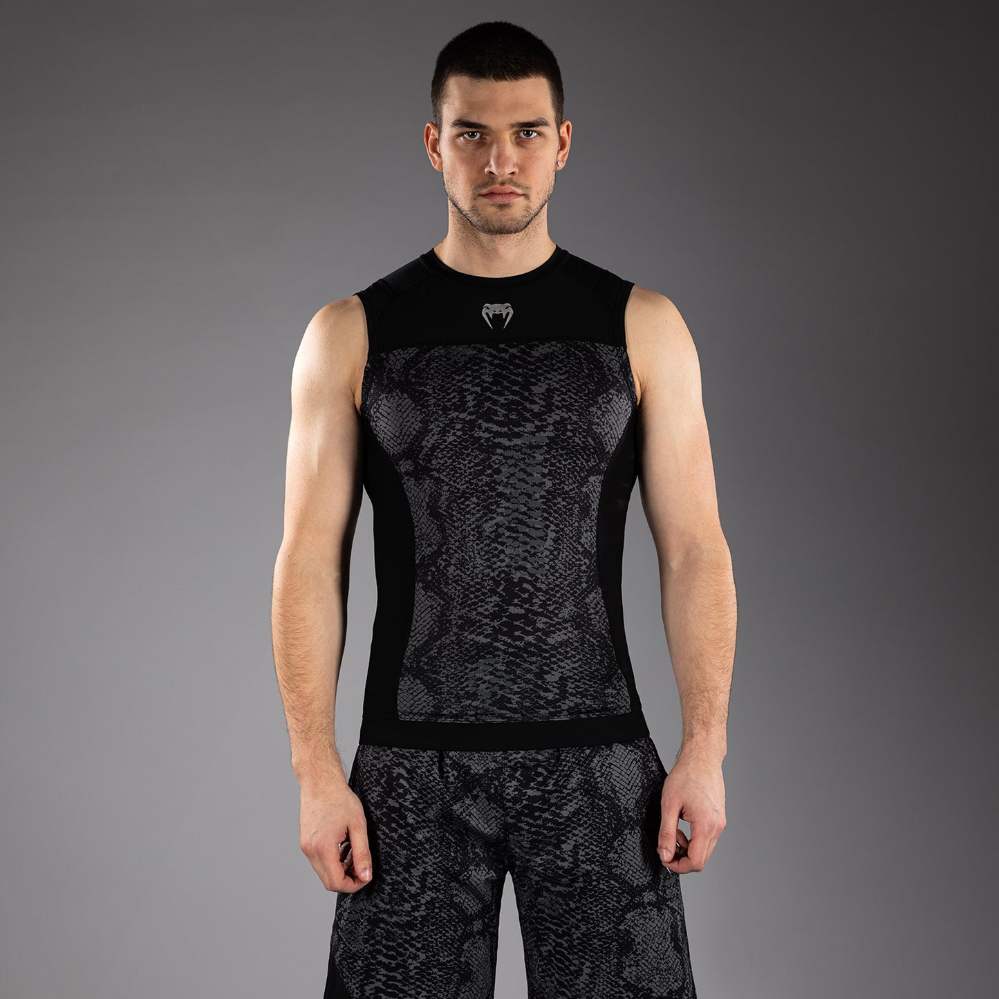 Venum G-Fit Scales Mouwloos Rashguard – Zwart/Antracietgrijs