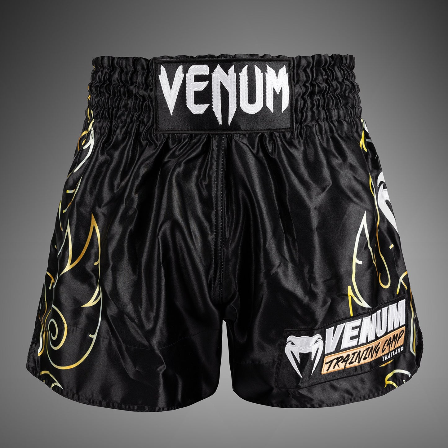 Venum VTC Flames Muay Thai Shorts - Zwart/Goud