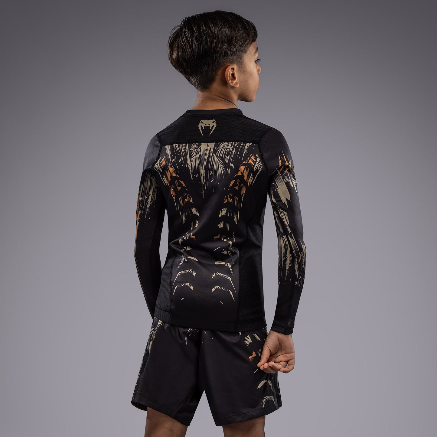 Venum Tiger Kids Lange Mouw Rashguard - Zwart / Neon Oranje