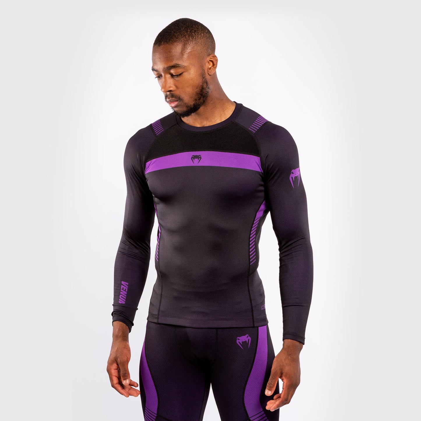 Venum No Gi 3.0 compressie-T-shirt - lange mouwen - Zwart/Paars