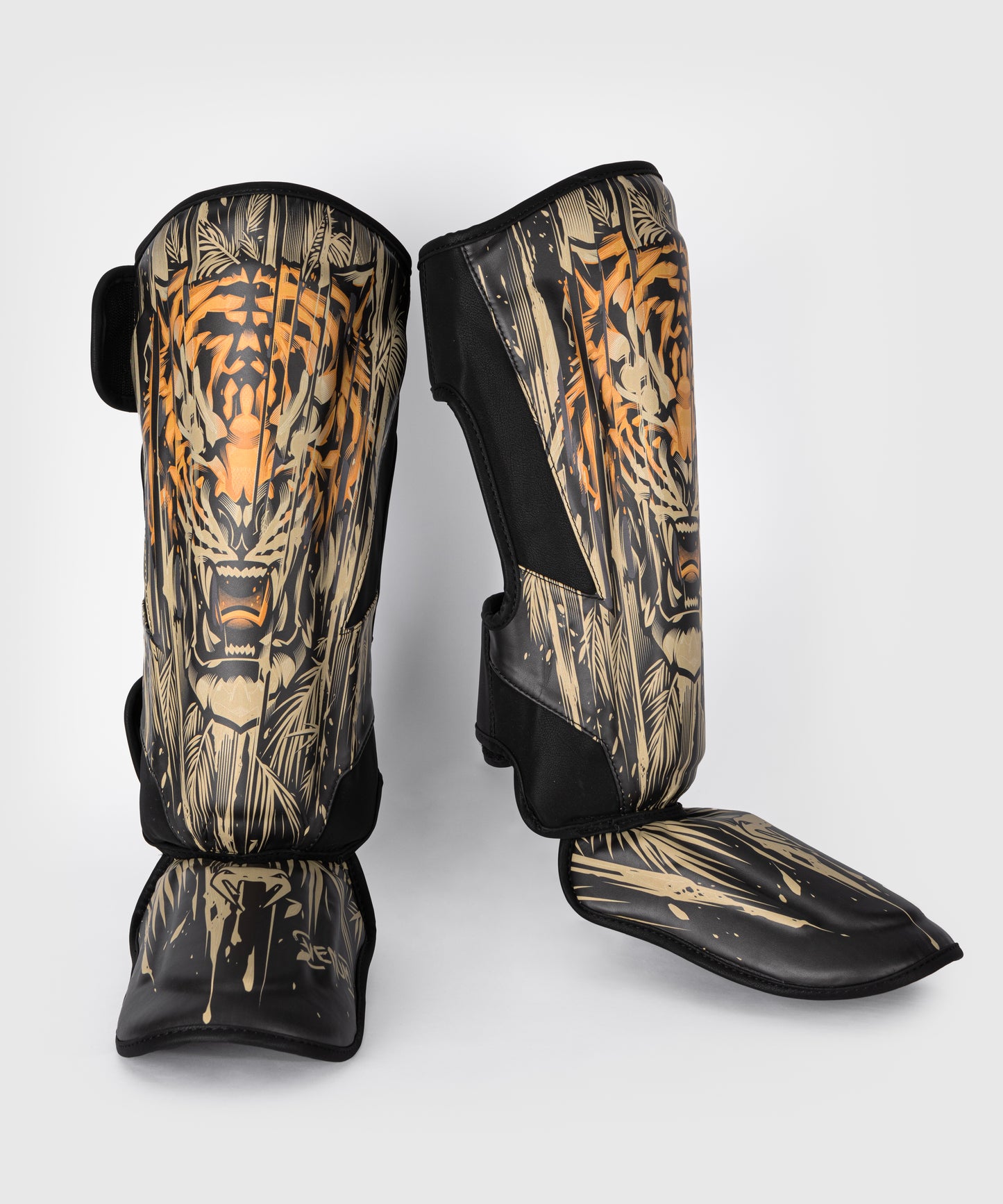 Venum Tiger Schenenschermers - Zwart / Neon Oranje