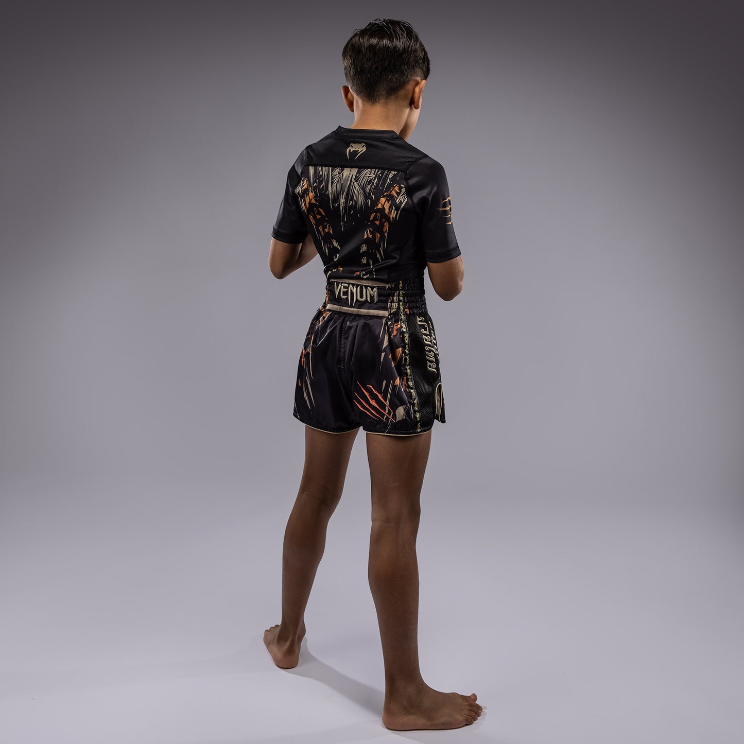 Venum Tiger Kids Muay Thai Shorts - Zwart / Neon Oranje